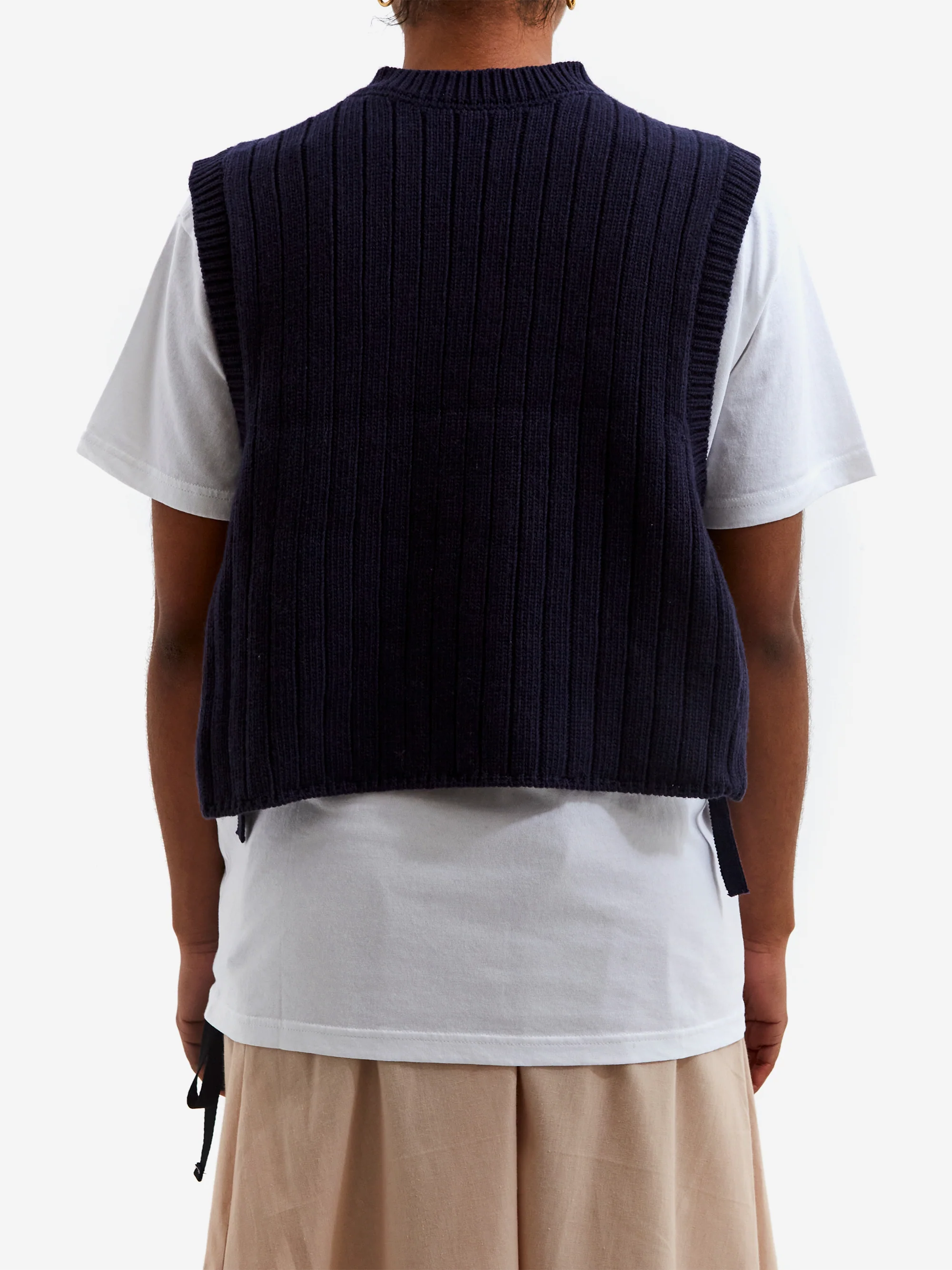 Beams Boy Alan Side Ribbon Vest - Navy - Image 3