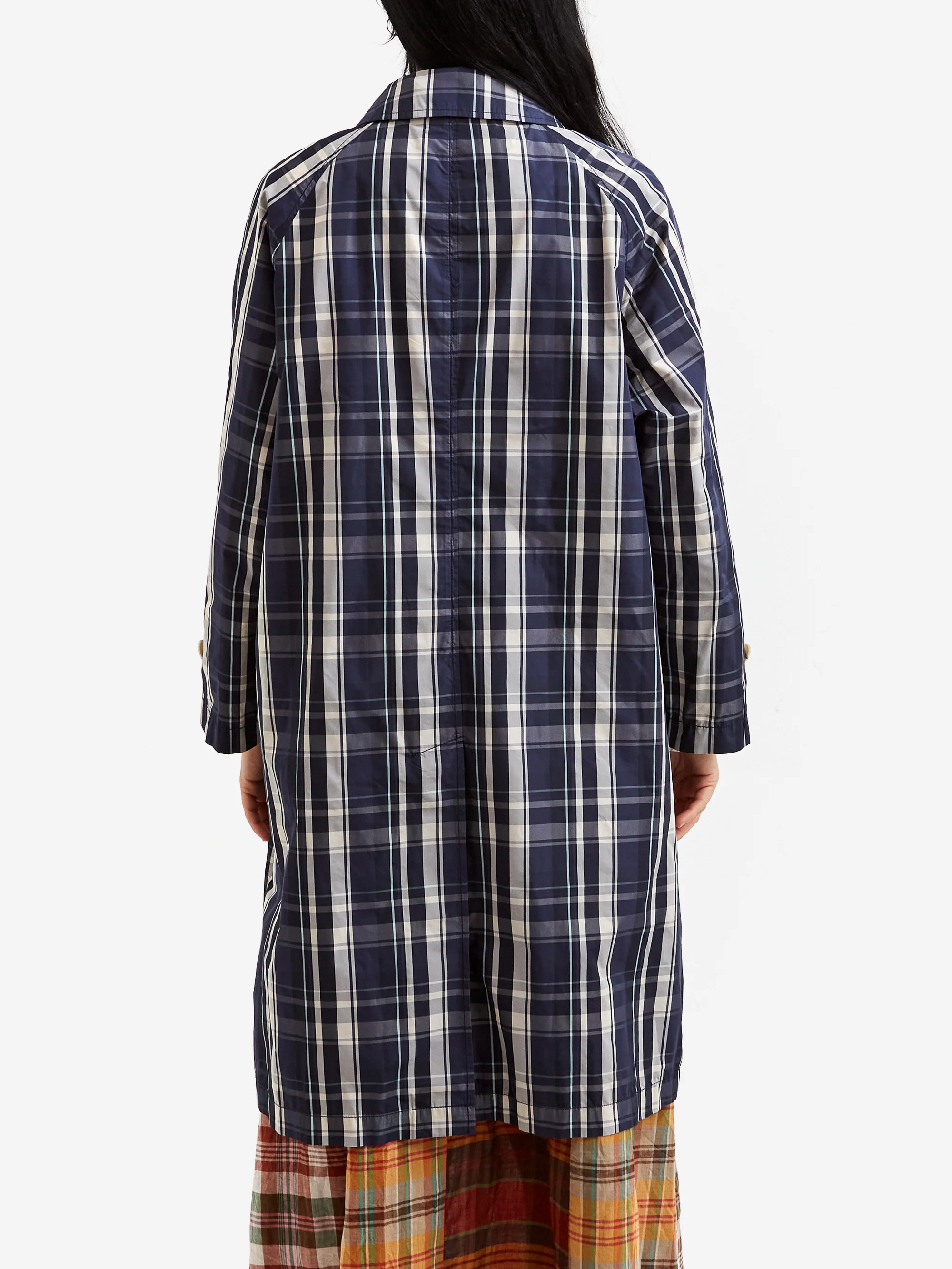 Beams Boy Balmacan Coat - Navy Check - Image 3