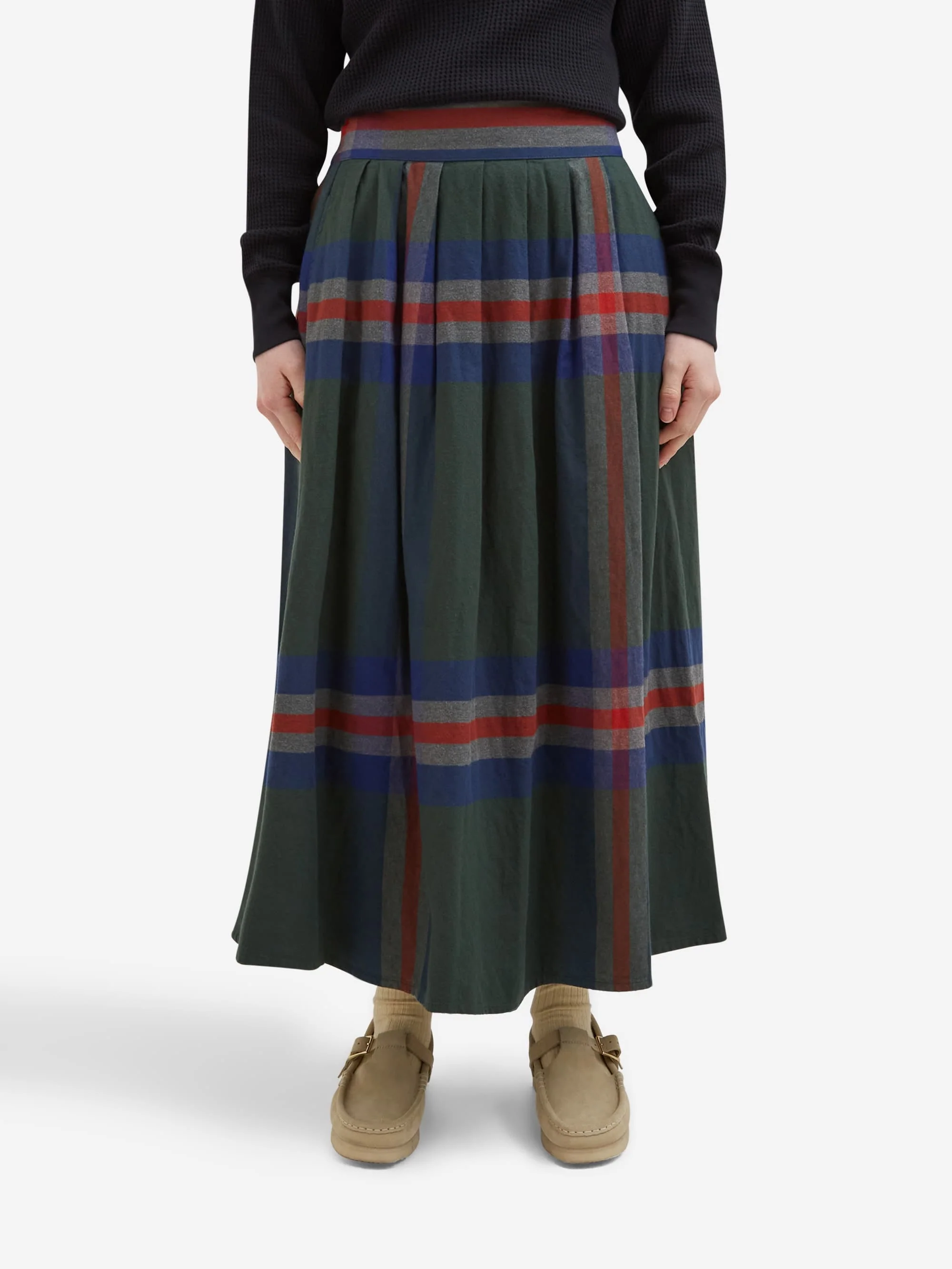 Beams Boy Big Tartan Skirt - Dark green