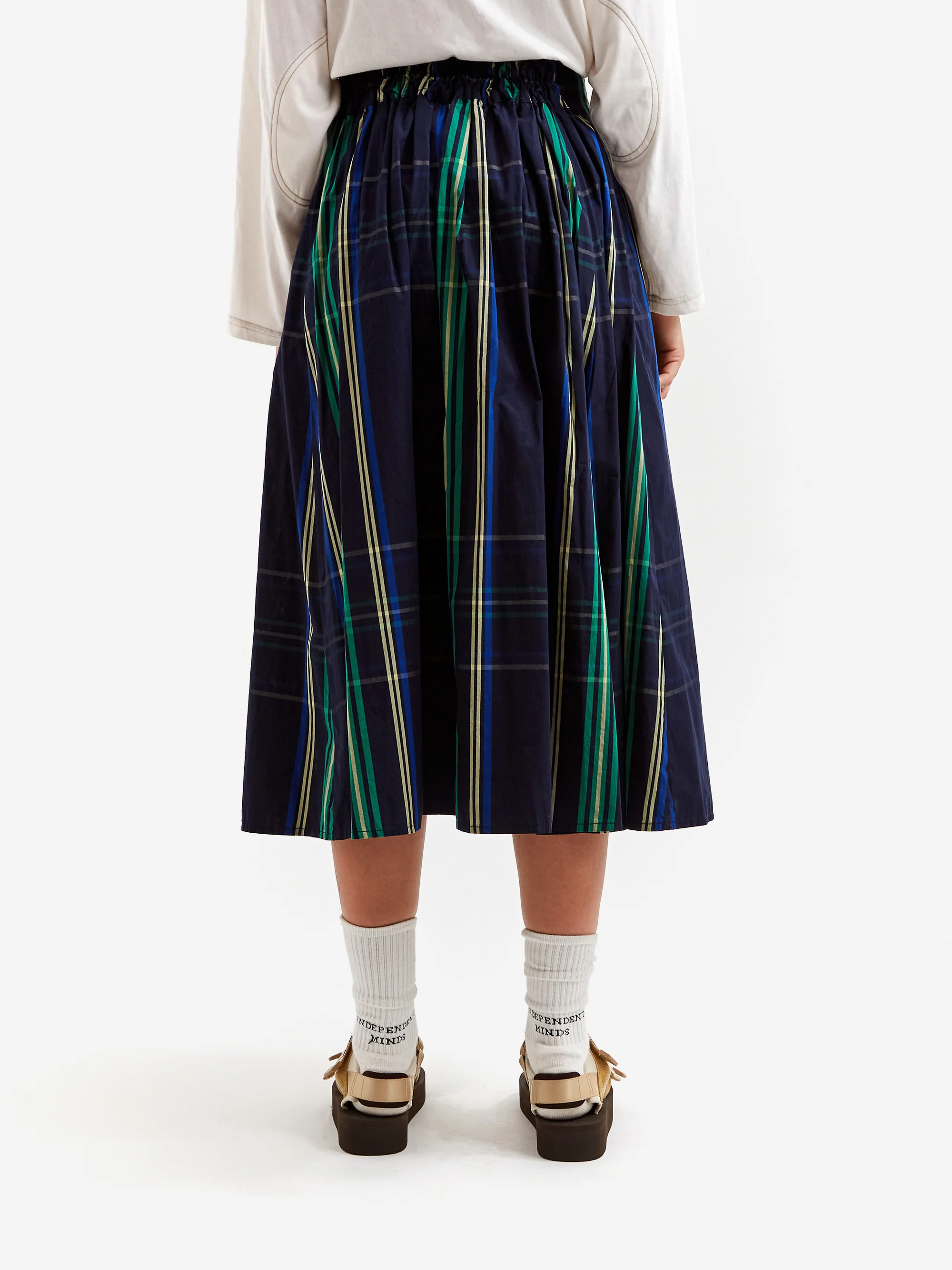 Beams Boy Big Tartan Skirt - Navy - Image 3