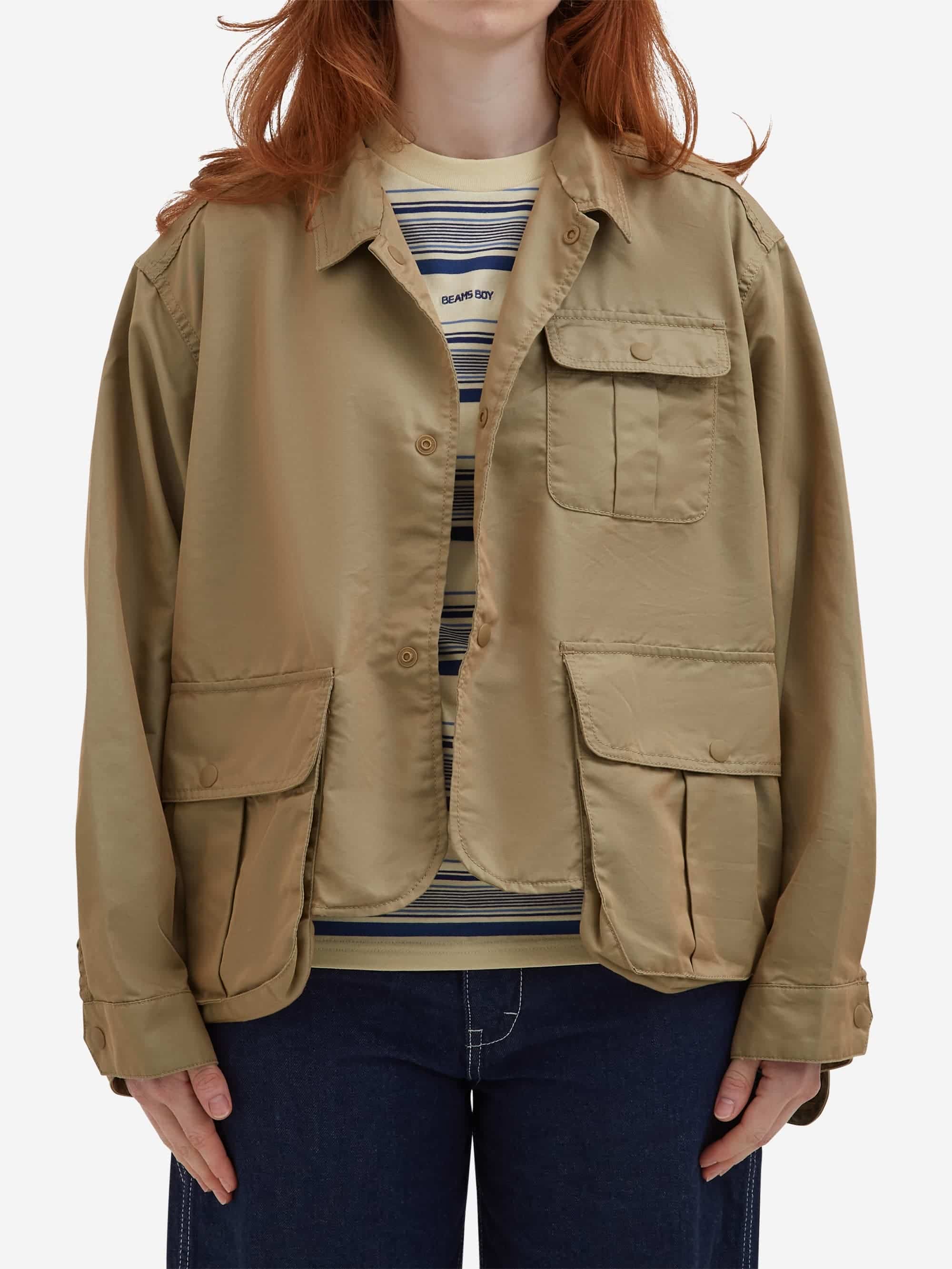 Beams Boy Chambray Gabardine Fishing Jacket - Beige