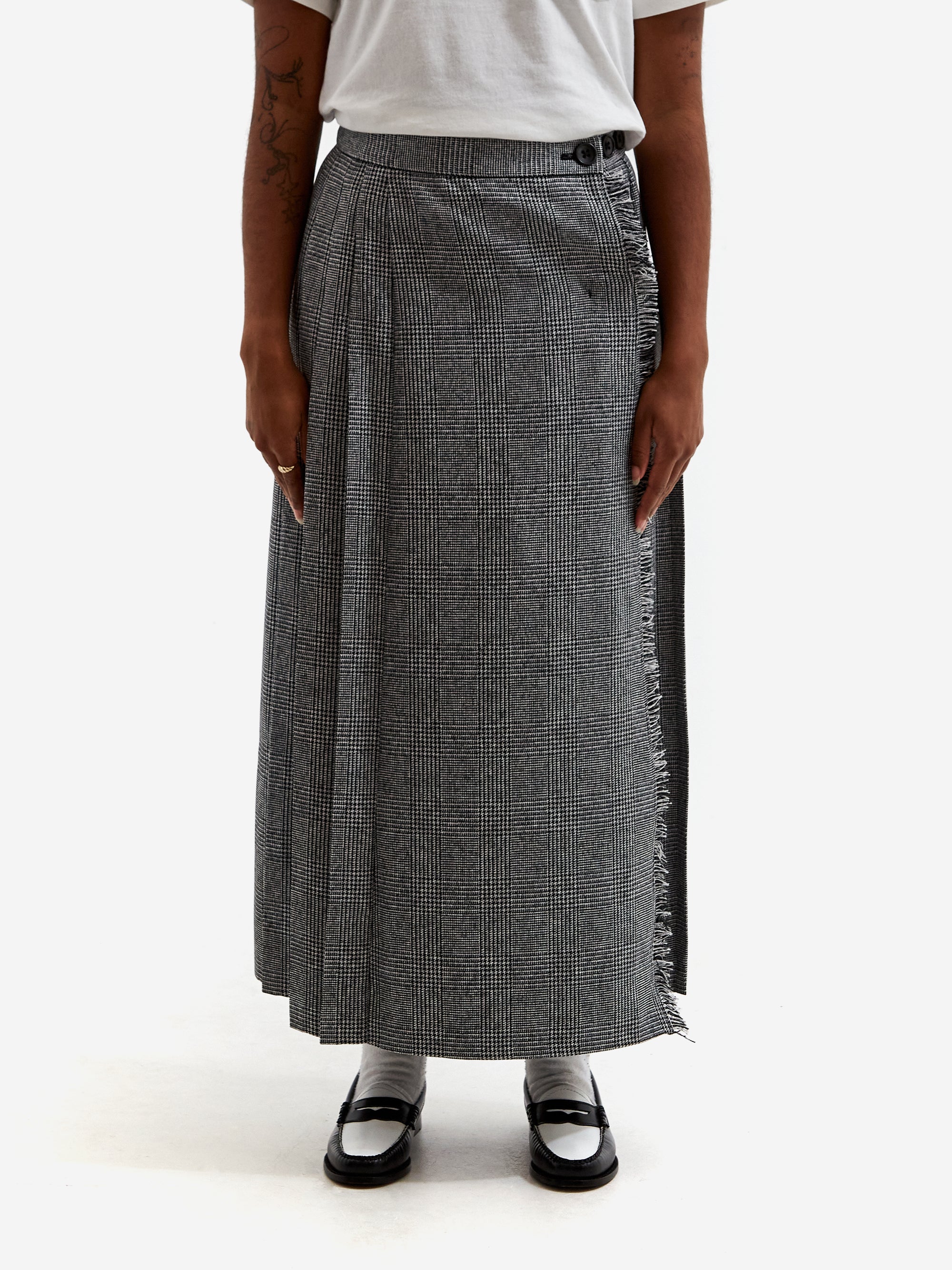 Beams Boy Check Kilt Skirt - Grey Check
