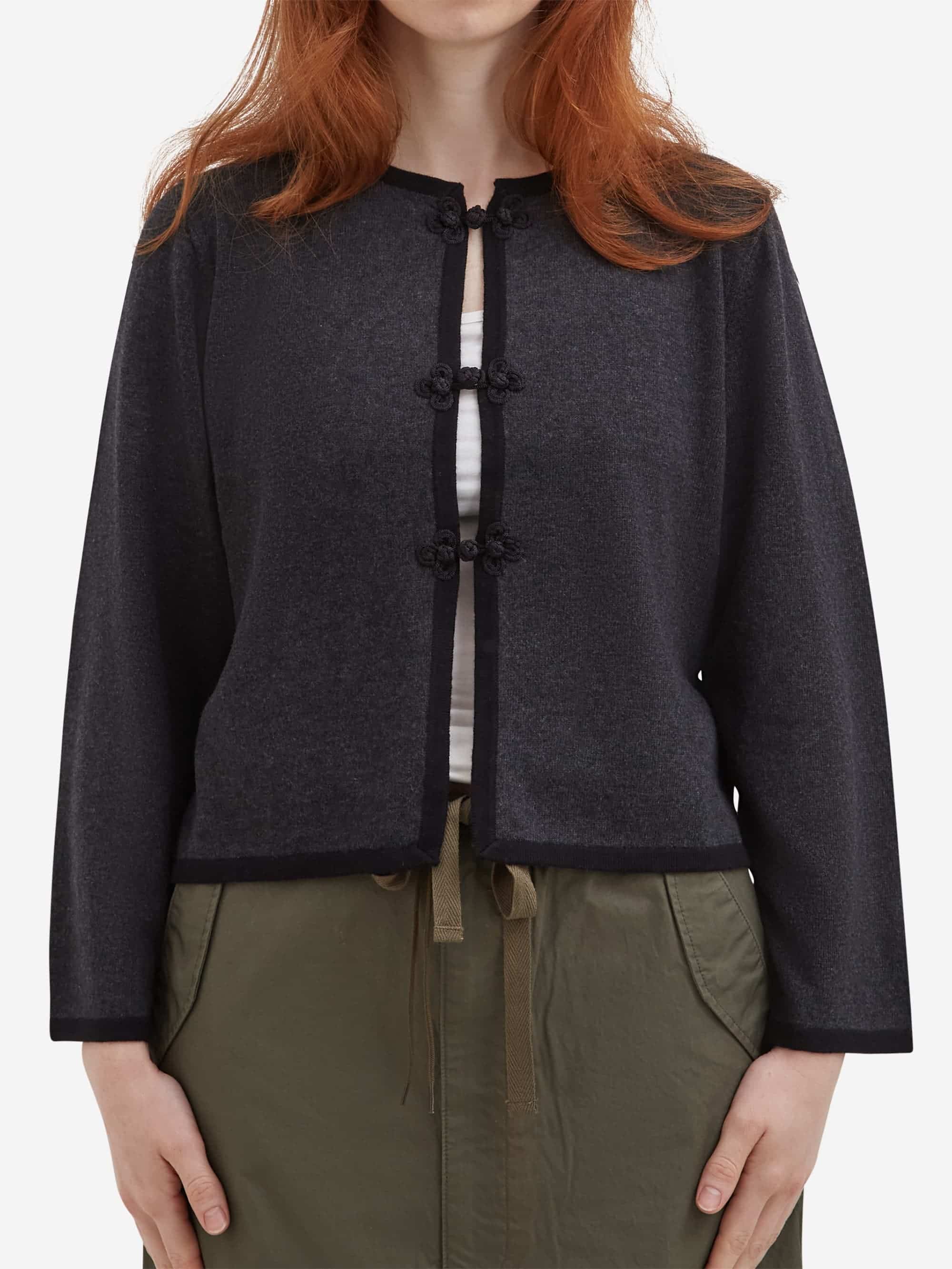 Beams Boy China Trim Cardigan - Charcoal