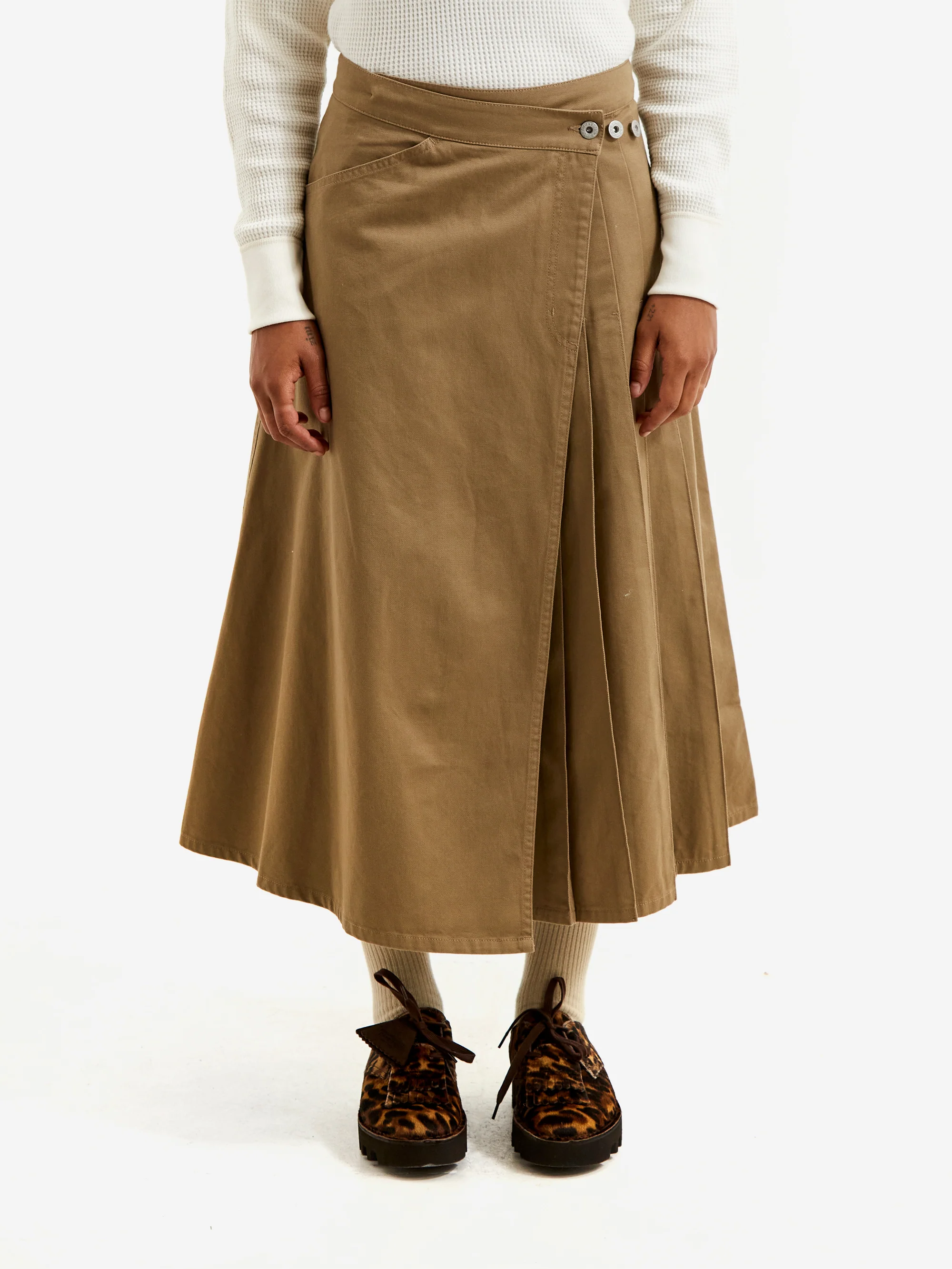 Beams Boy Chino Wrap Skirt - Beige