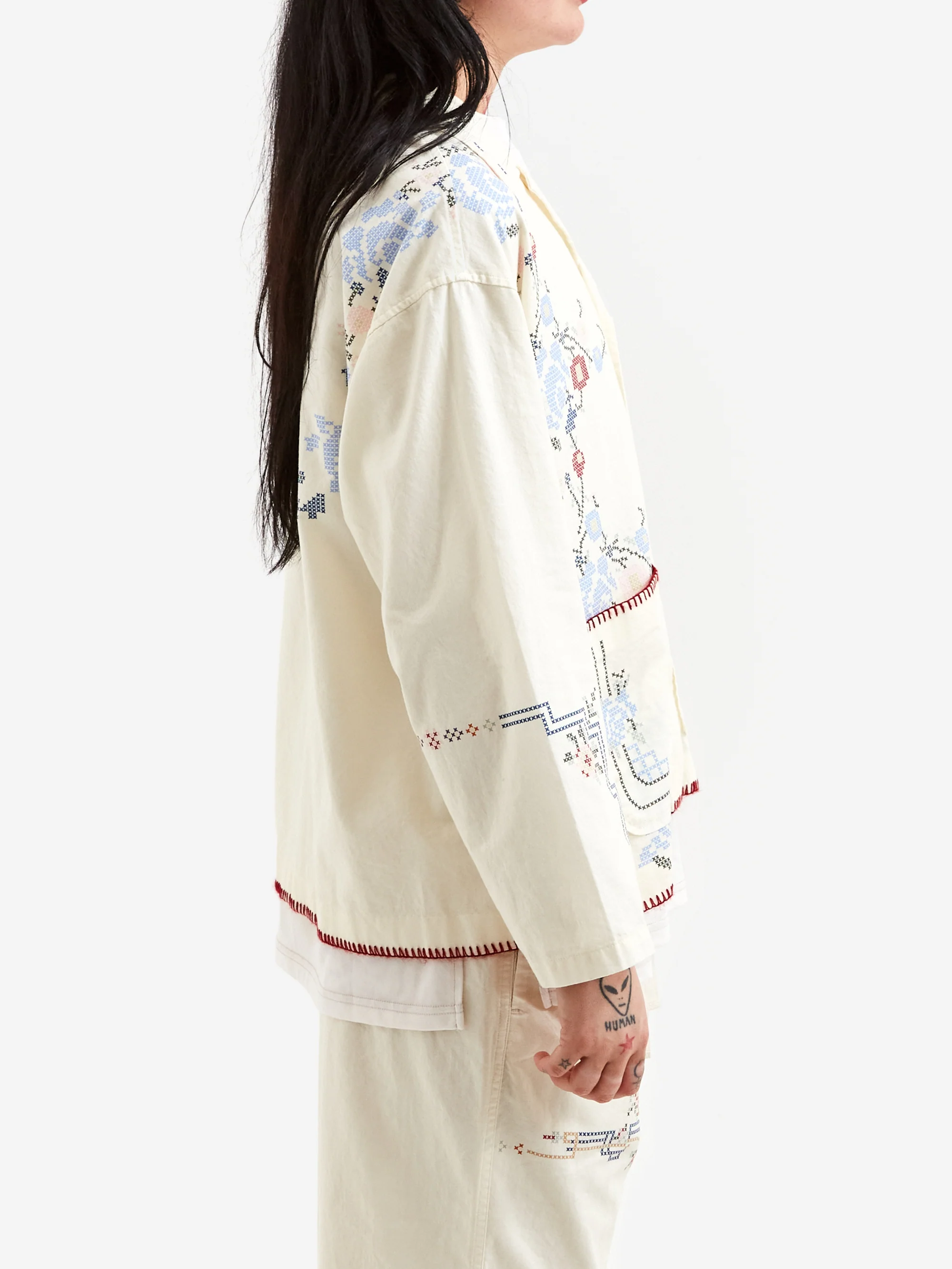 Beams Boy Cross Stitch Print Jacket - Ivory - Image 2