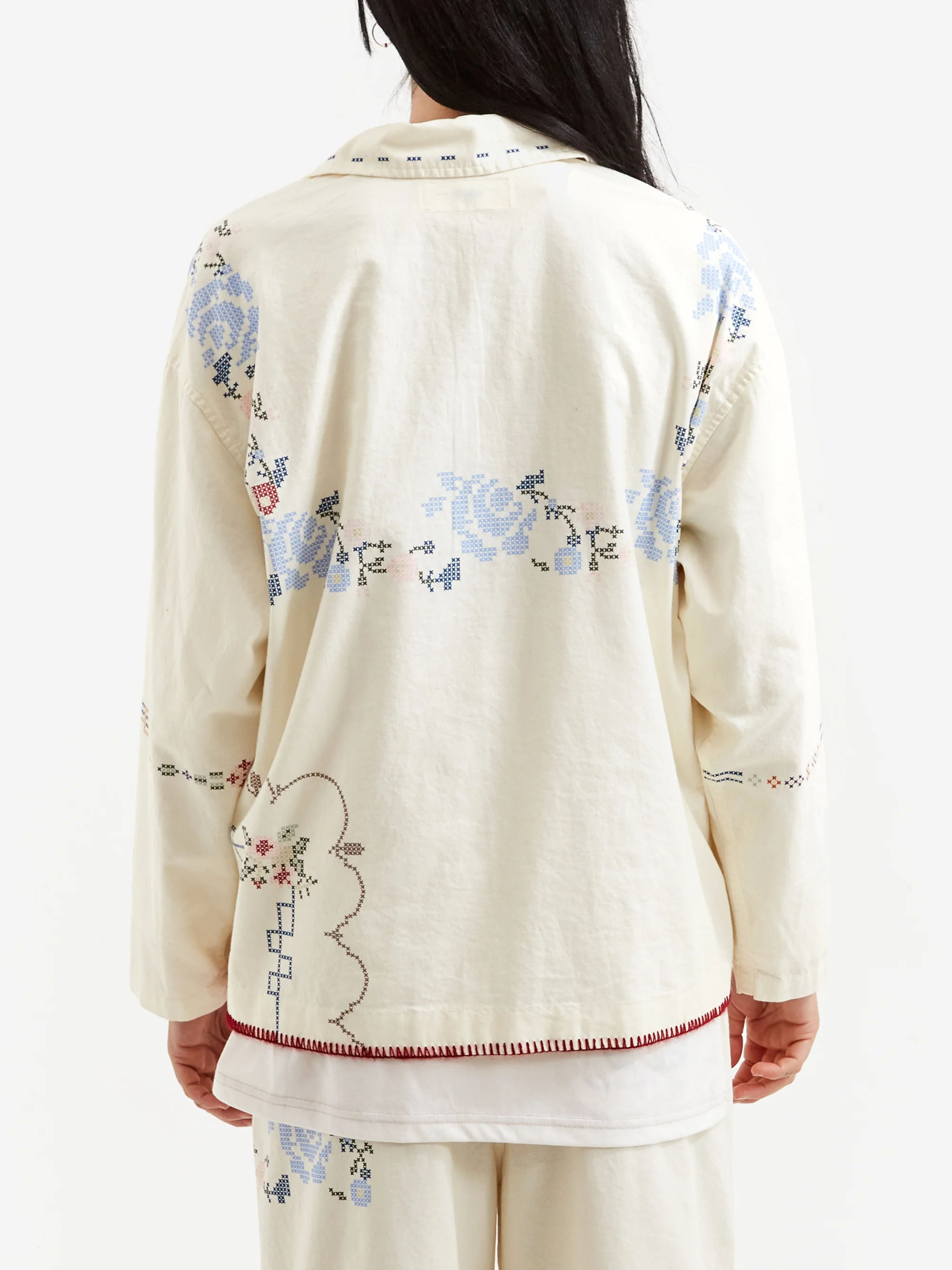 Beams Boy Cross Stitch Print Jacket - Ivory - Image 3