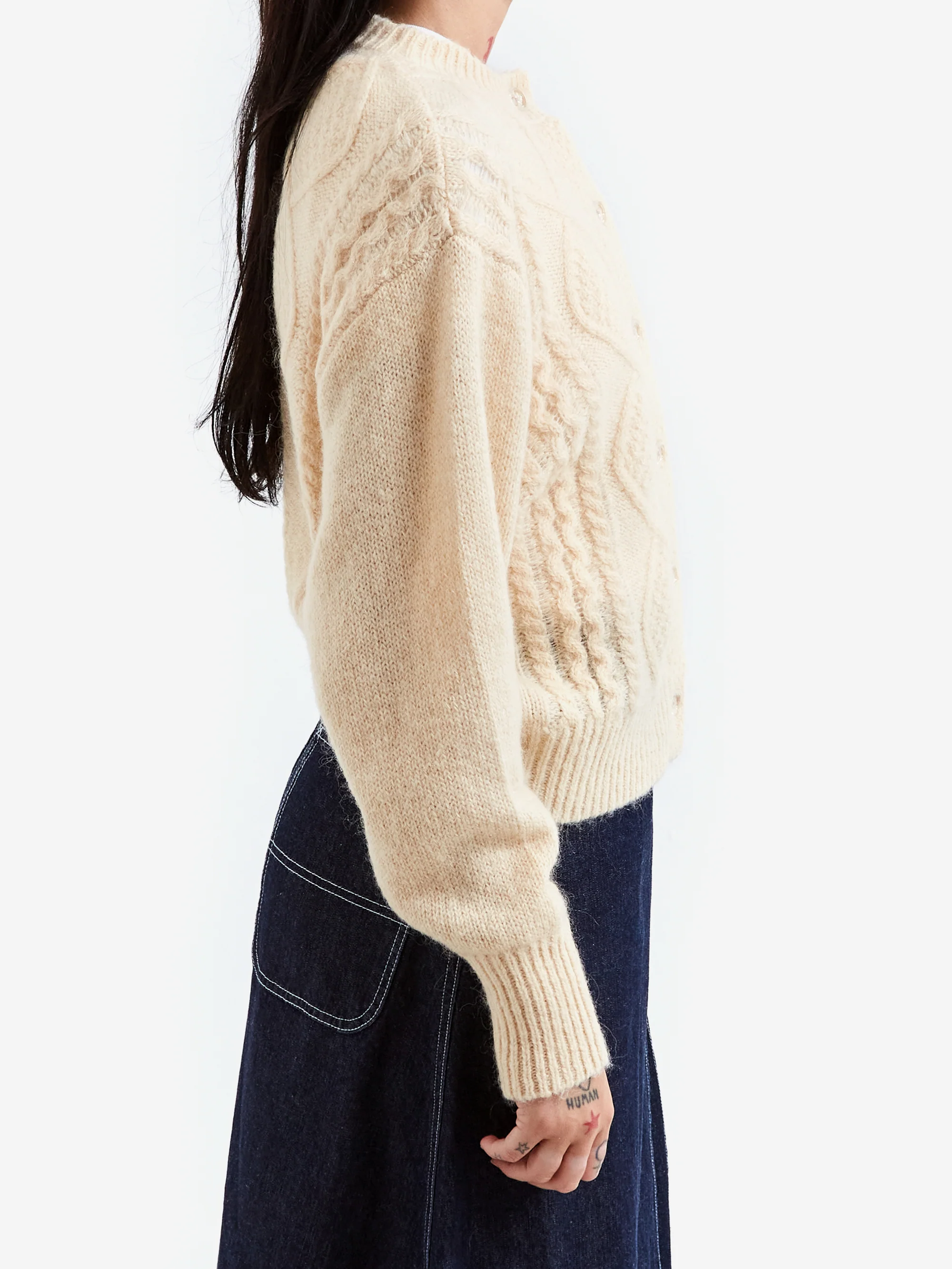 Beams Boy Mohair Alan Cardigan - Ivory - Image 2