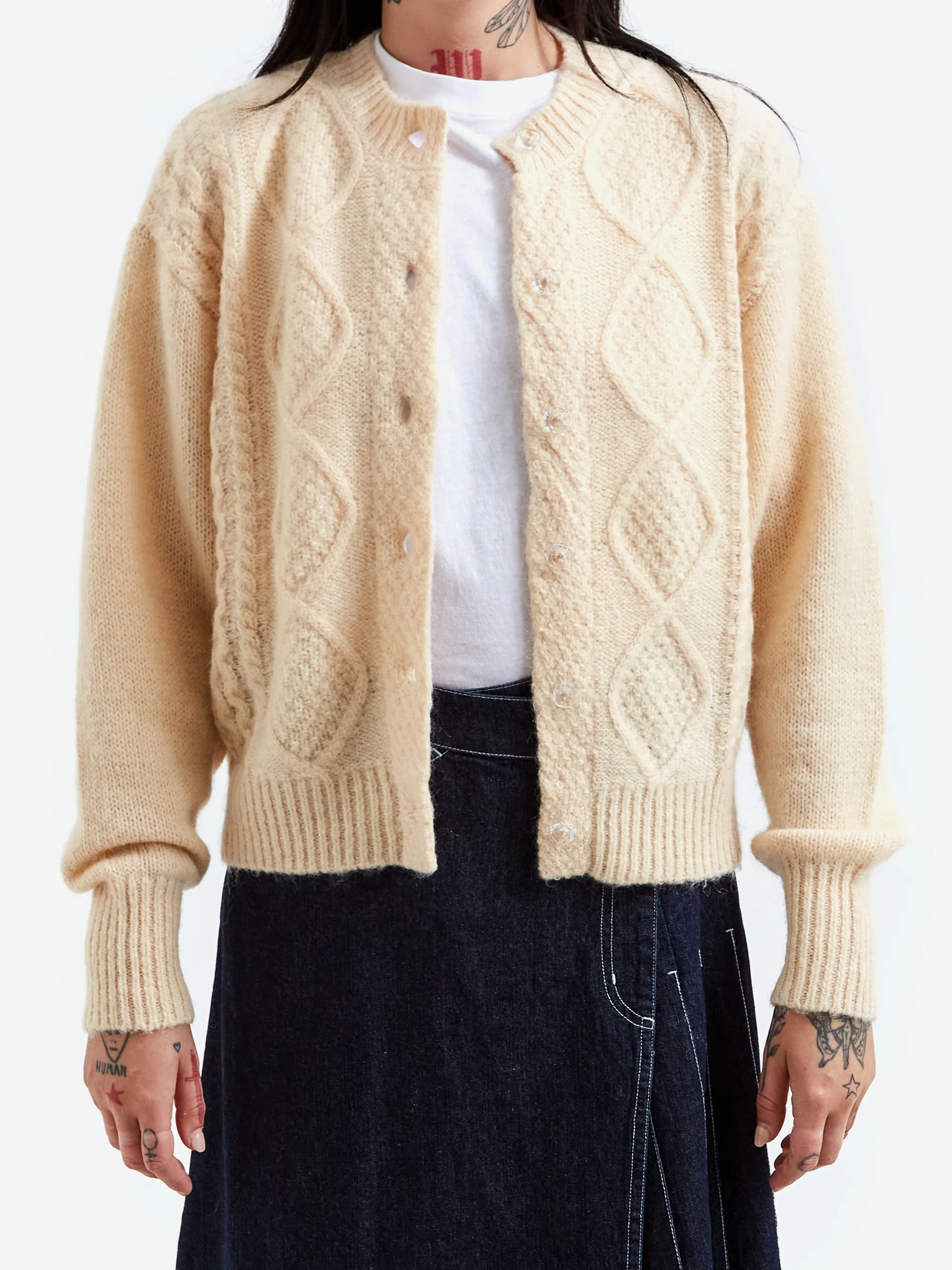 Beams Boy Mohair Alan Cardigan - Ivory - Image 3