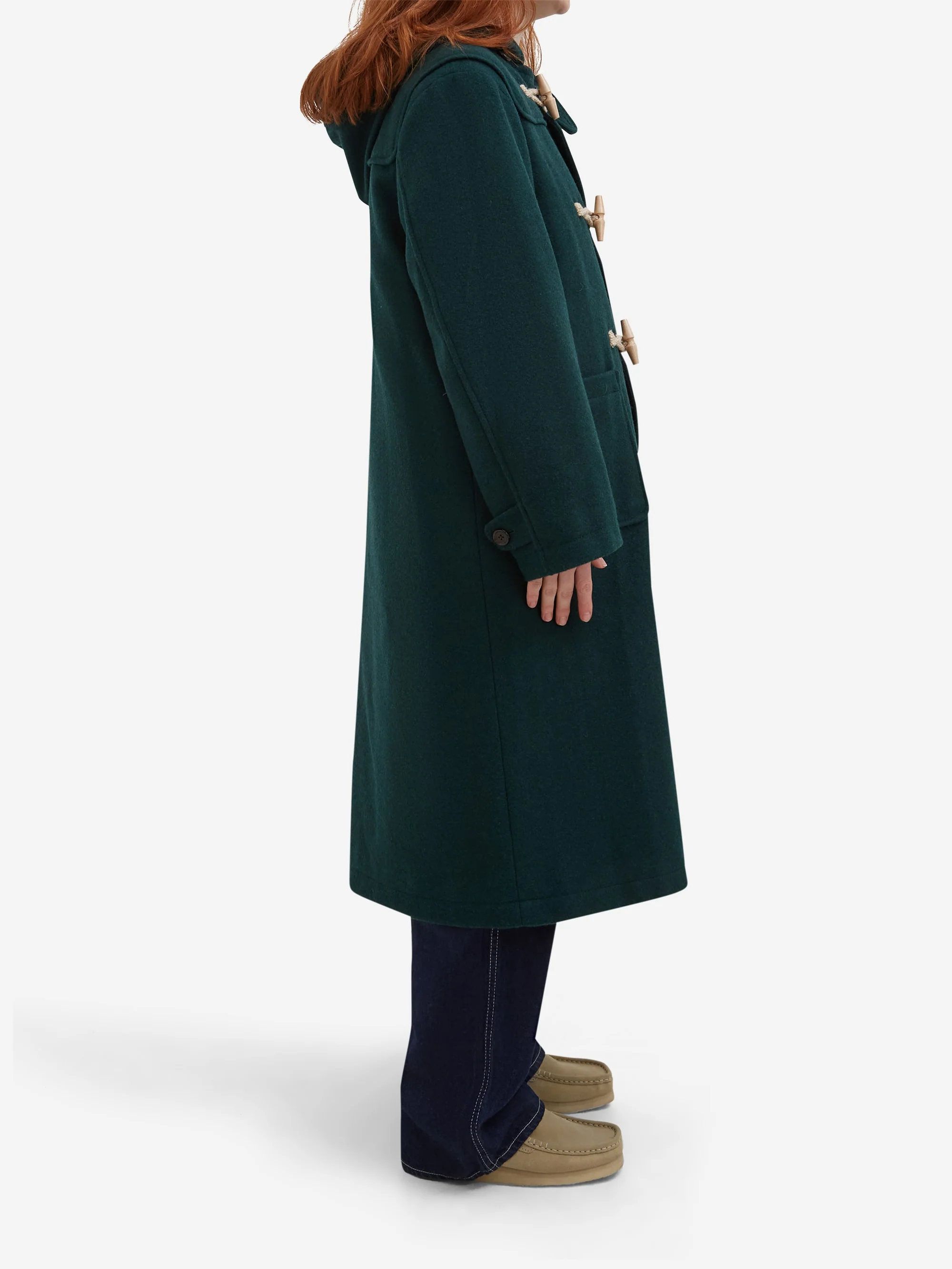 Beams Boy Mosser Long Duffle Coat - Dark Green - Image 4