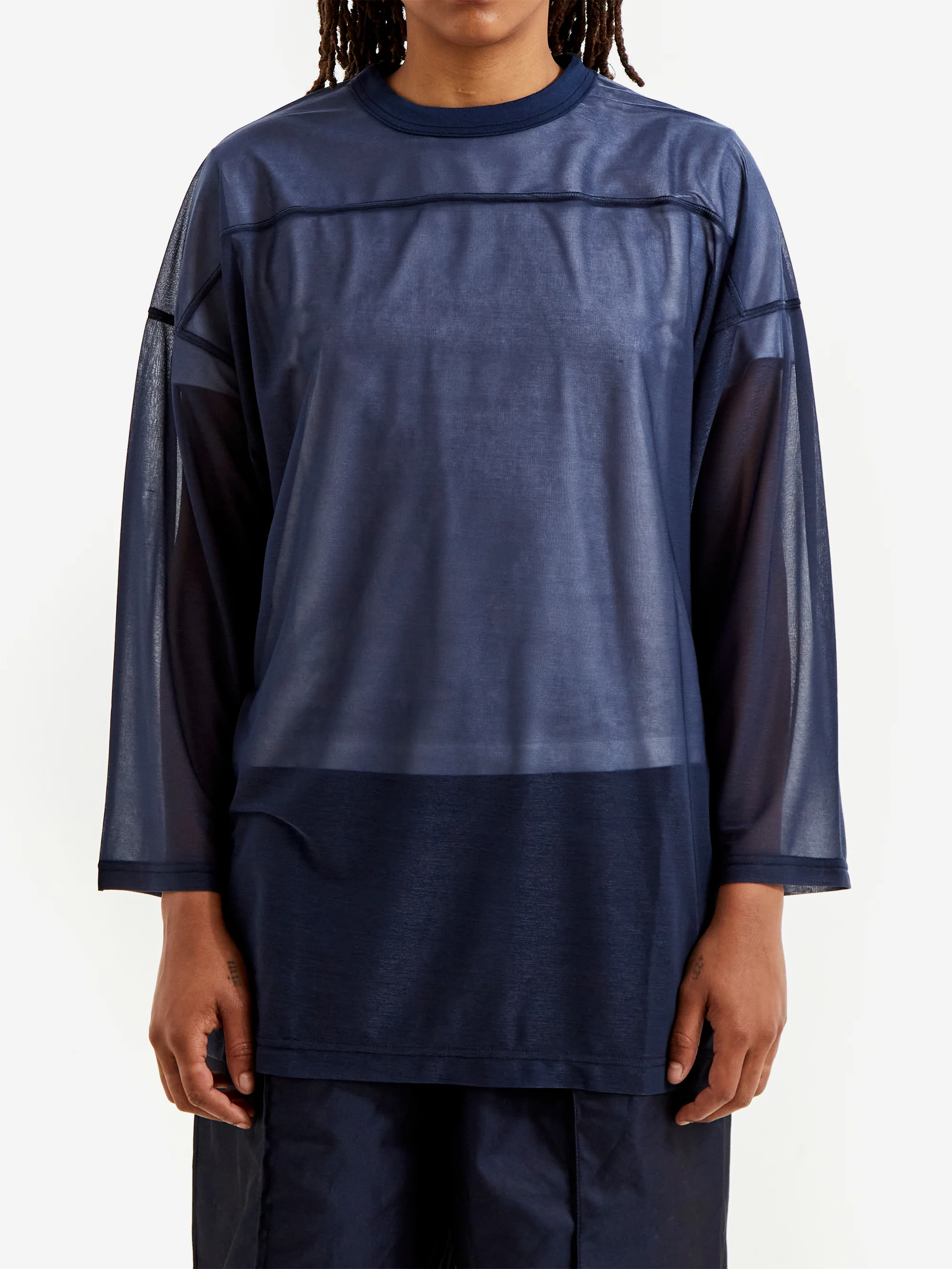 Beams Boy Sheer Football Top - Navy
