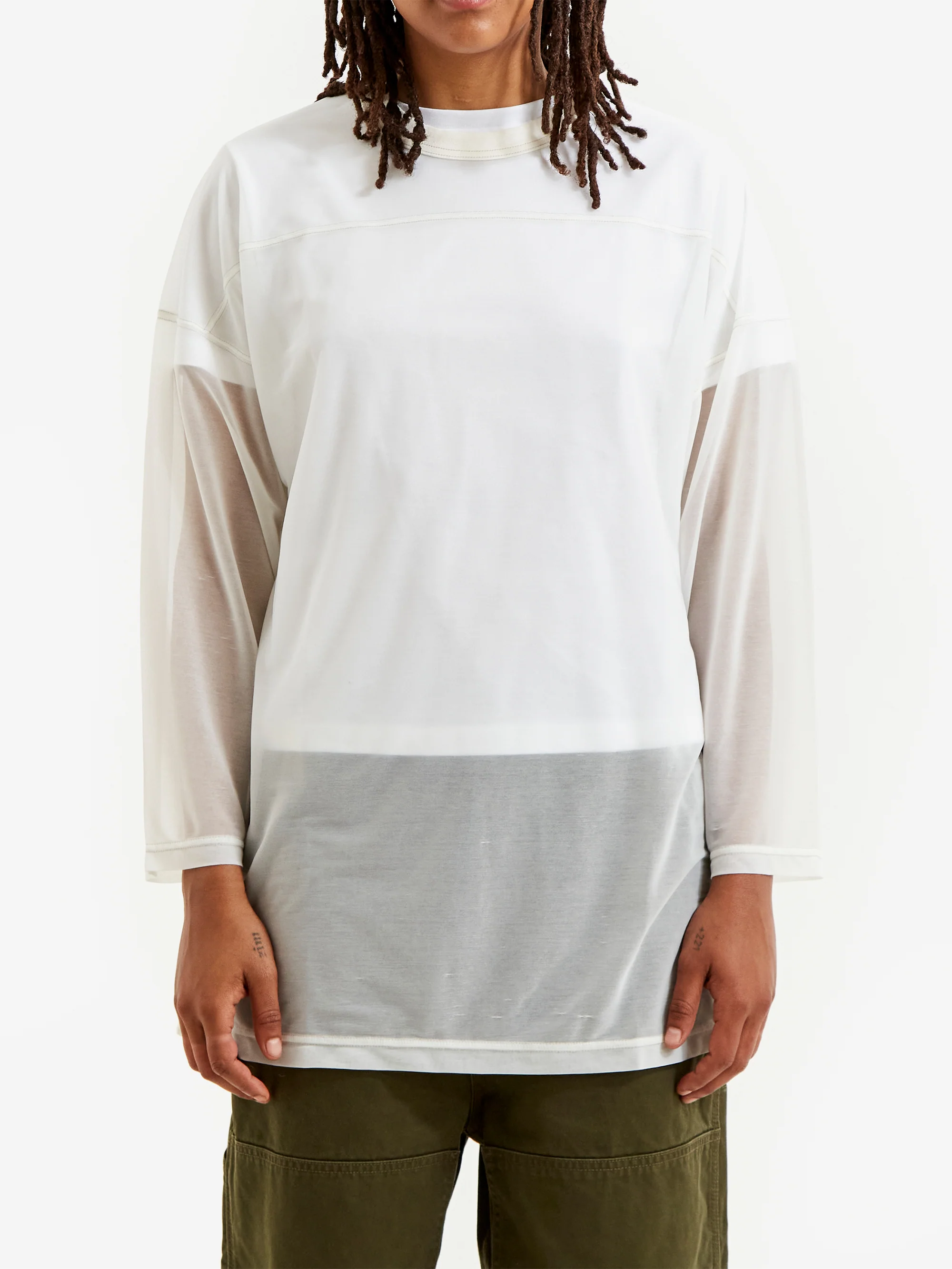 Beams Boy Sheer Football Top - Off White