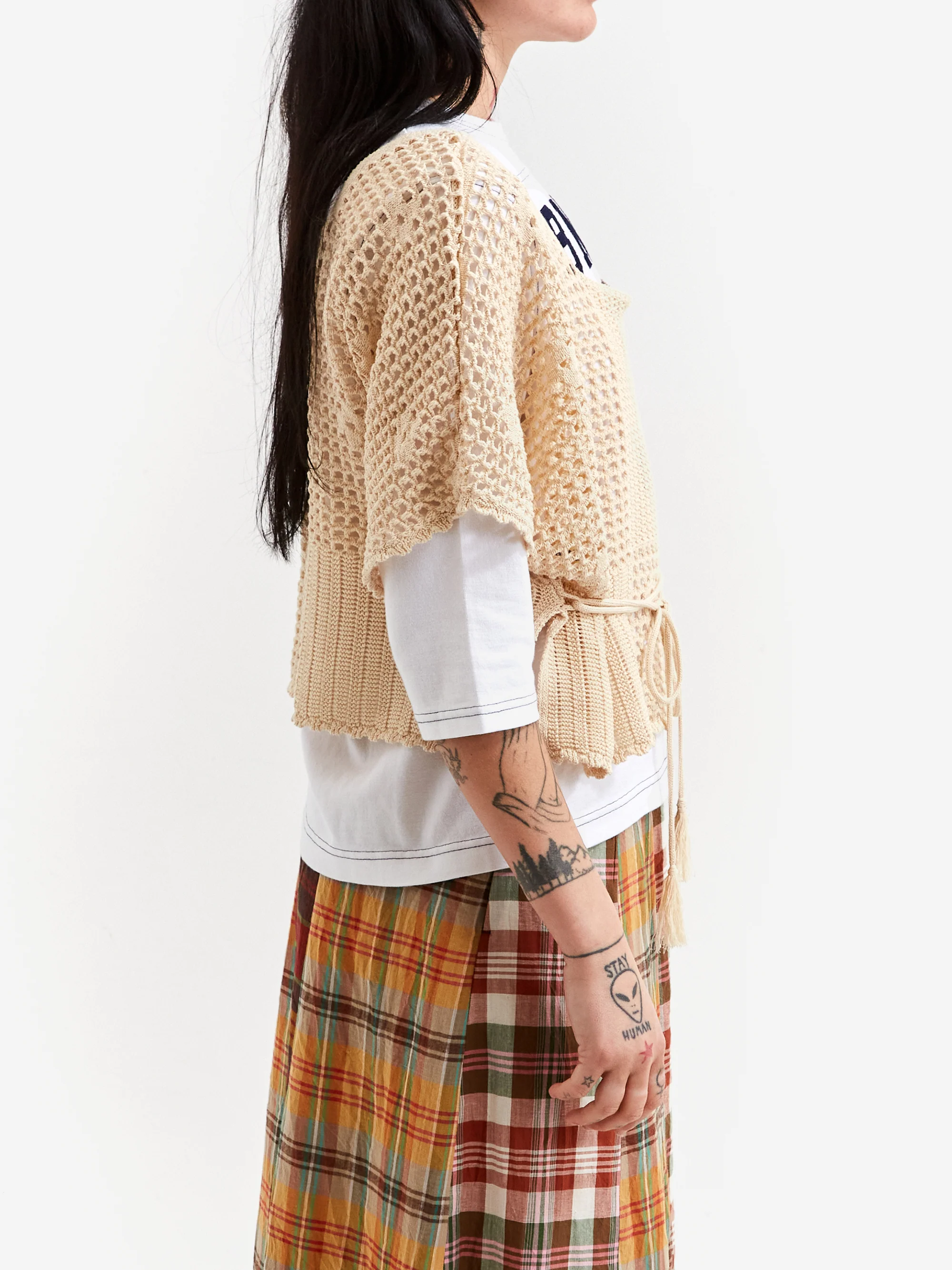 Beams Boy Short Square Neck Vest - Ivory - Image 2