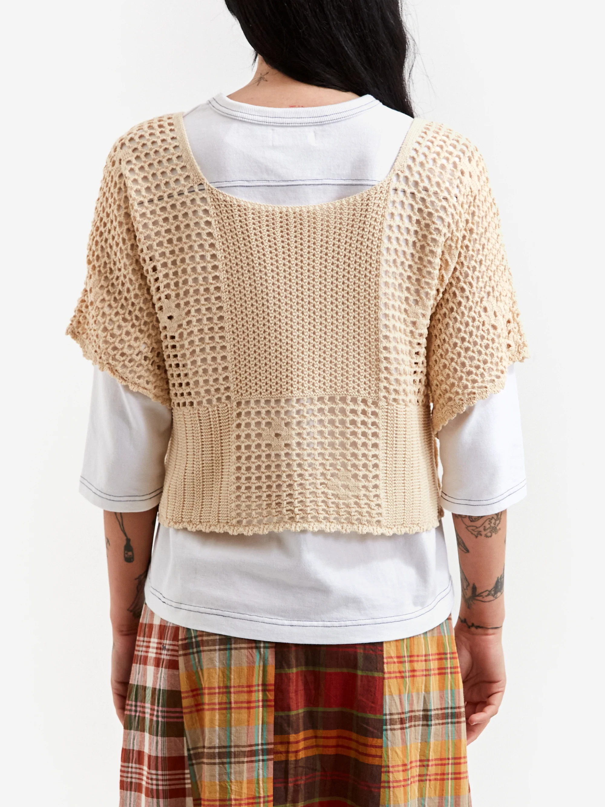 Beams Boy Short Square Neck Vest - Ivory - Image 3