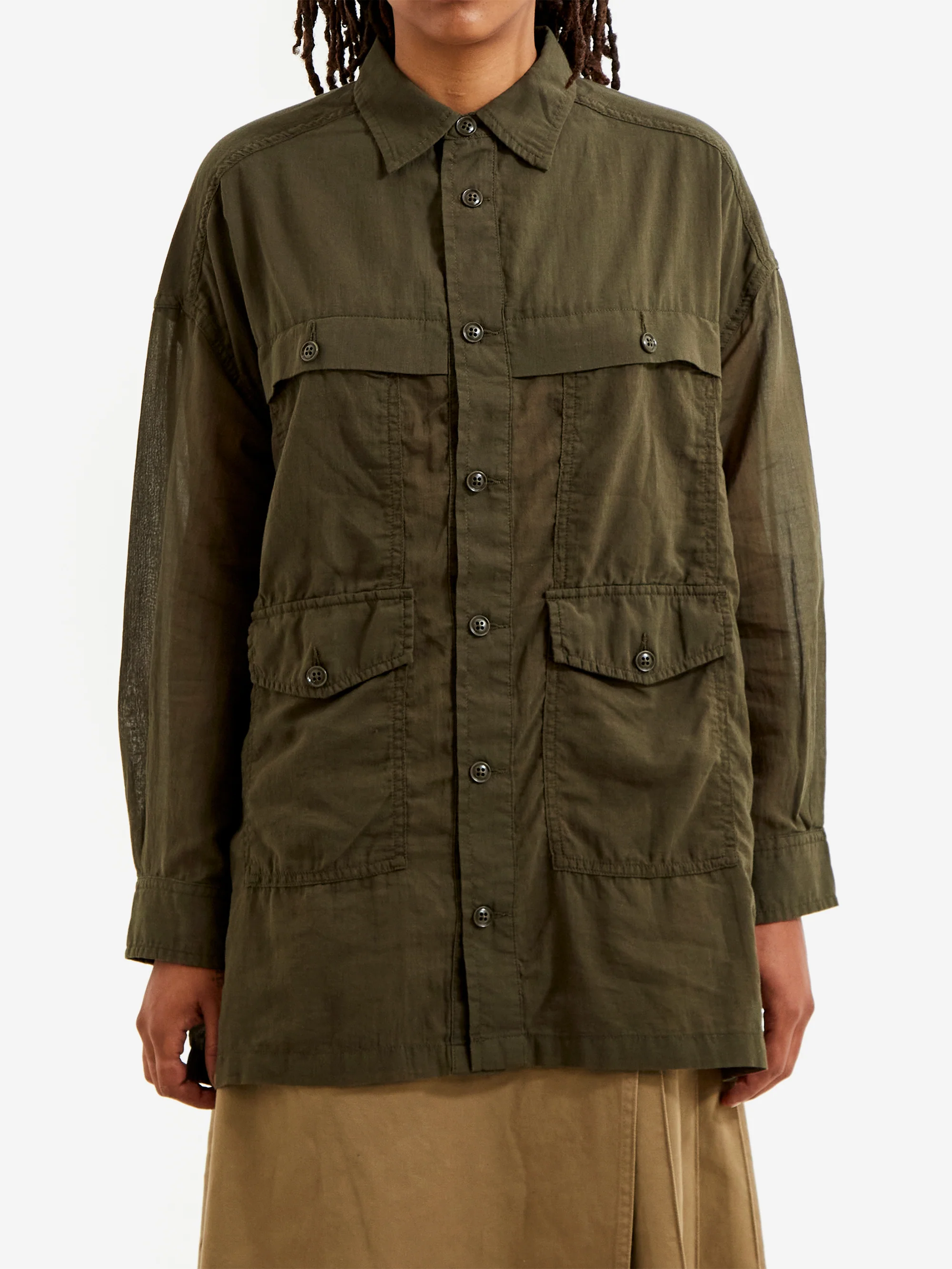 Beams Boy Voile Pocket Shirt - Olive