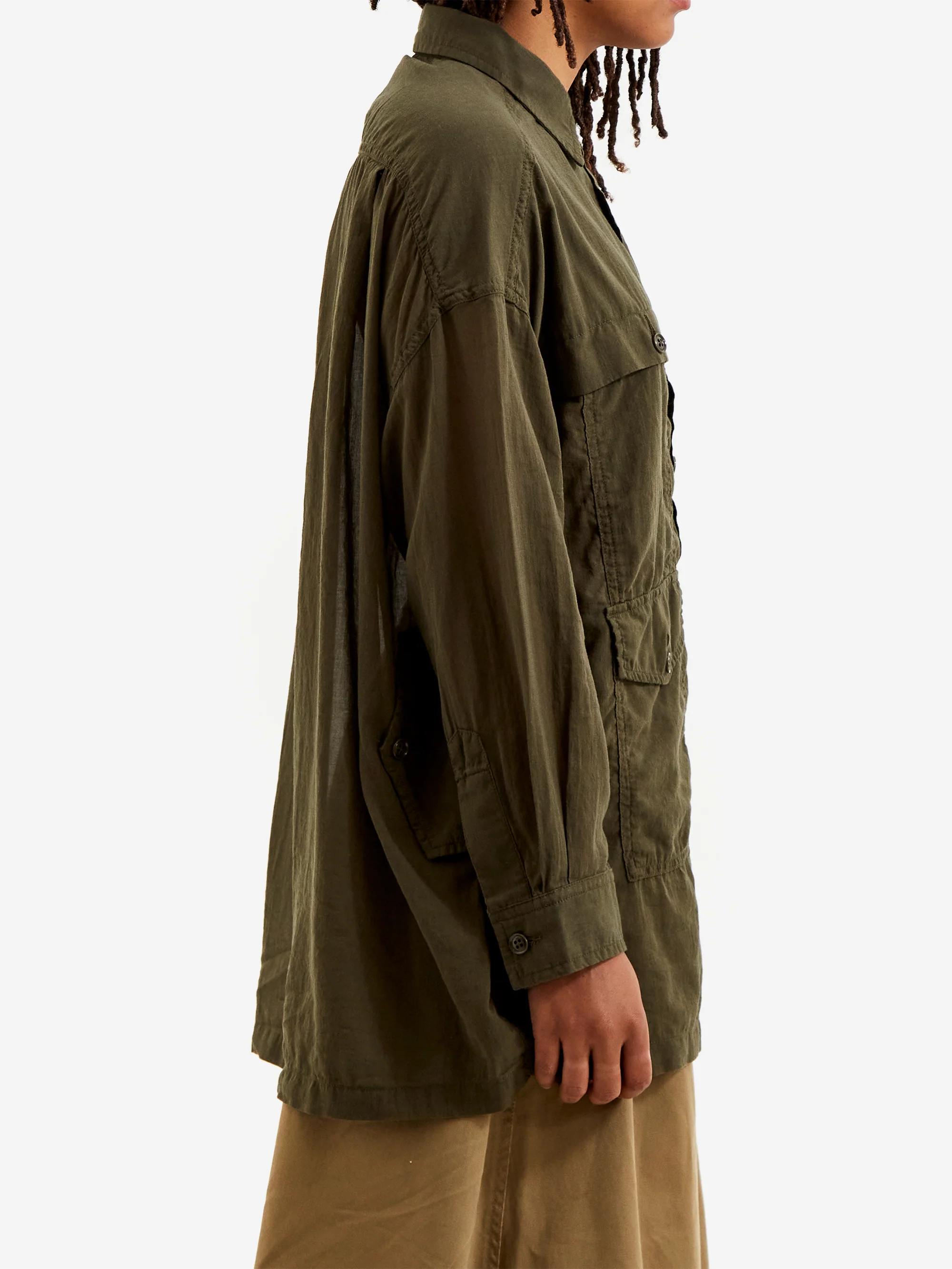 Beams Boy Voile Pocket Shirt - Olive - Image 2