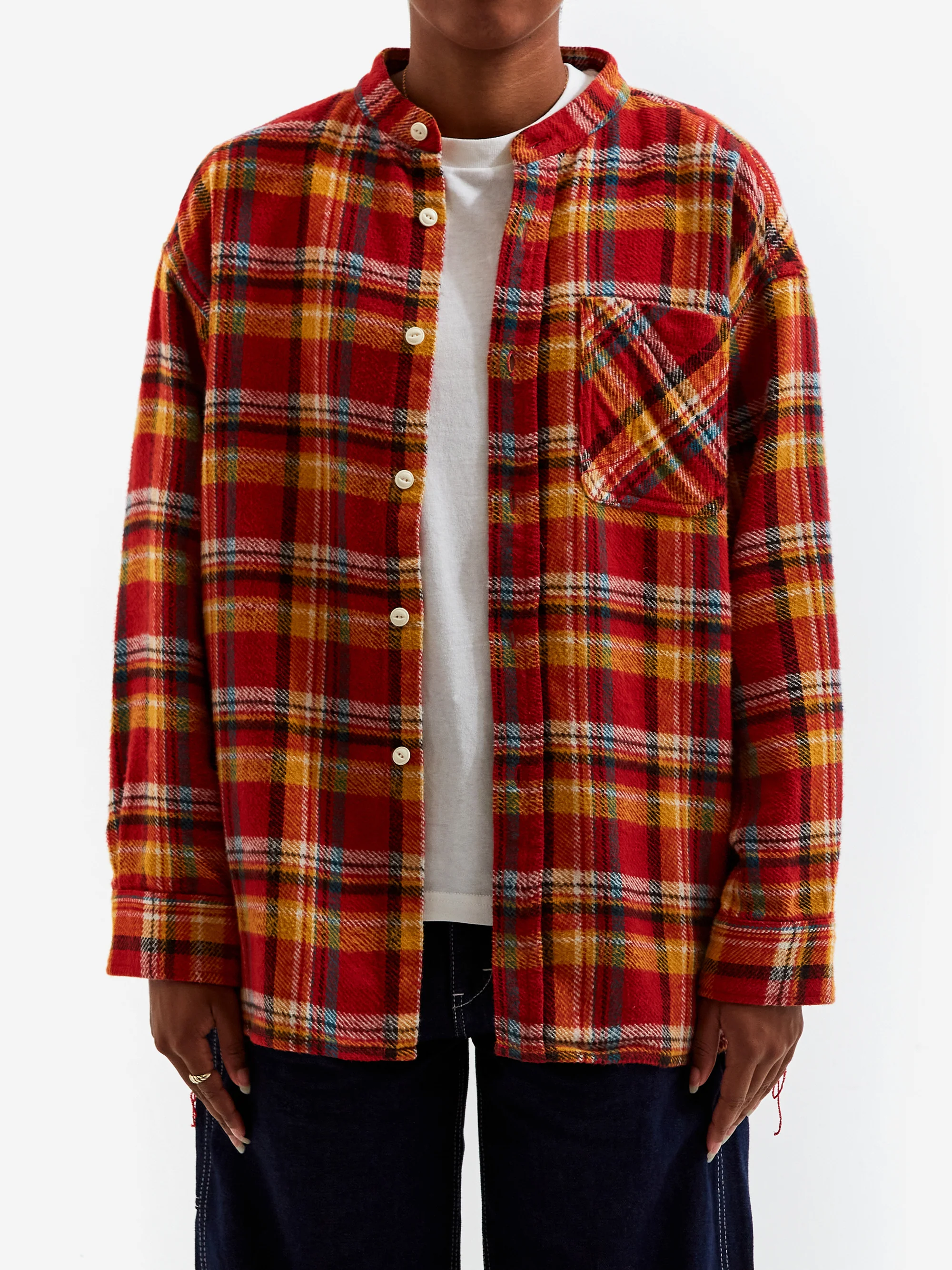 Beams Boy Work Check Shirt - Red