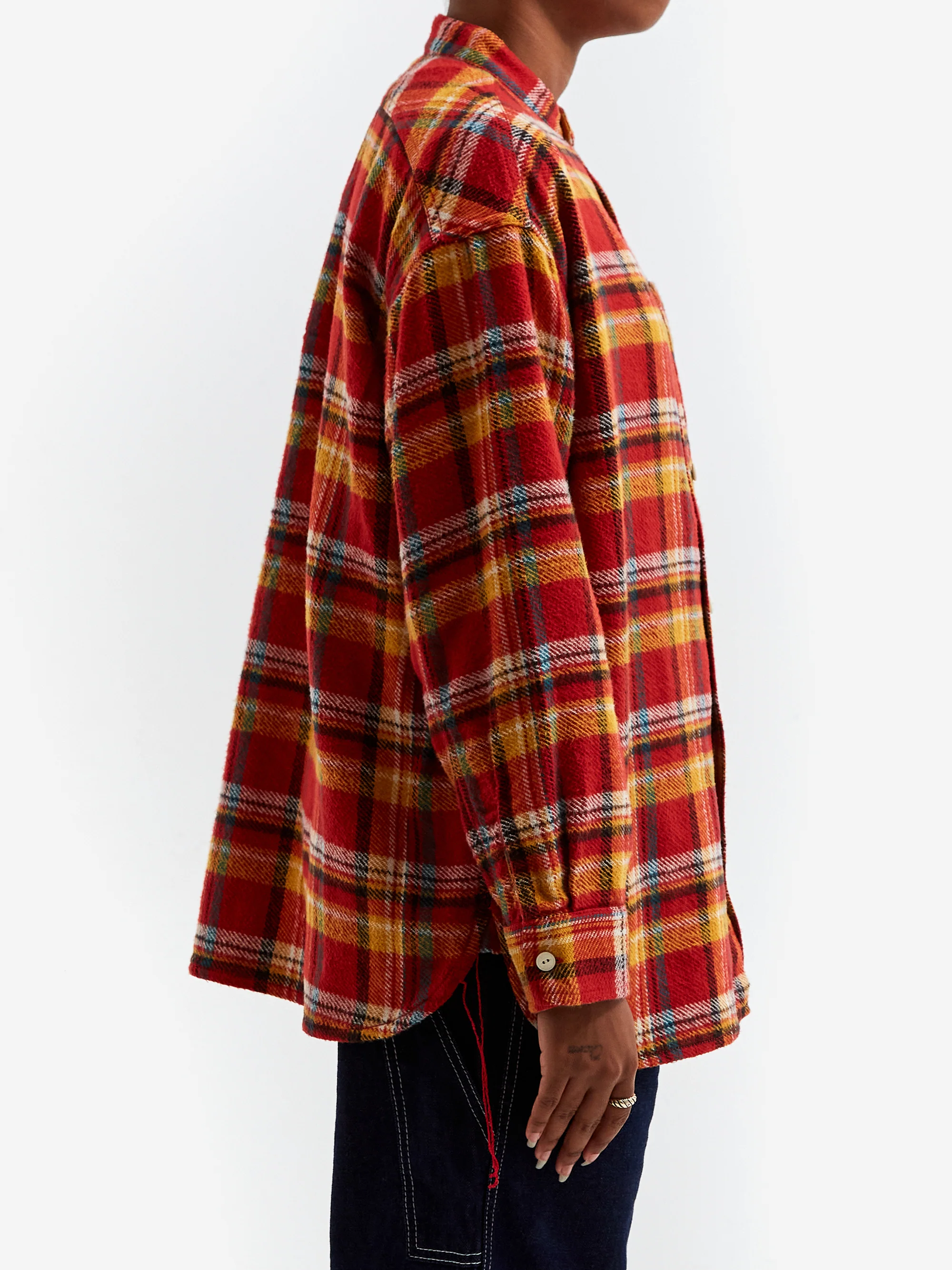 Beams Boy Work Check Shirt - Red - Image 3