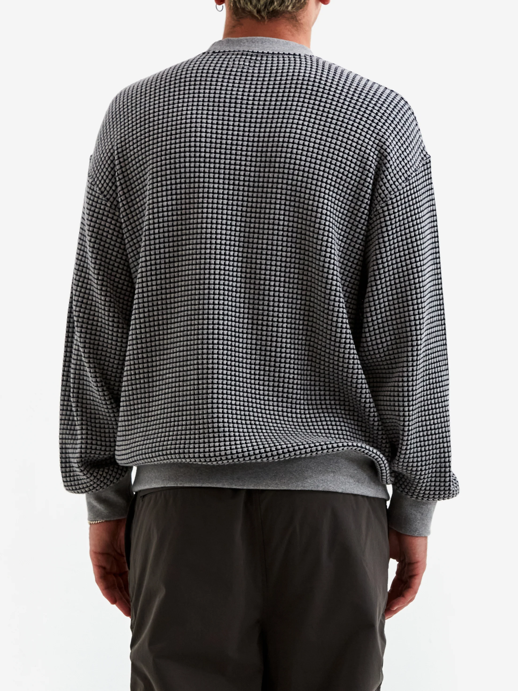 Beams Double Heavy Waffle Crewneck - Grey - Image 4