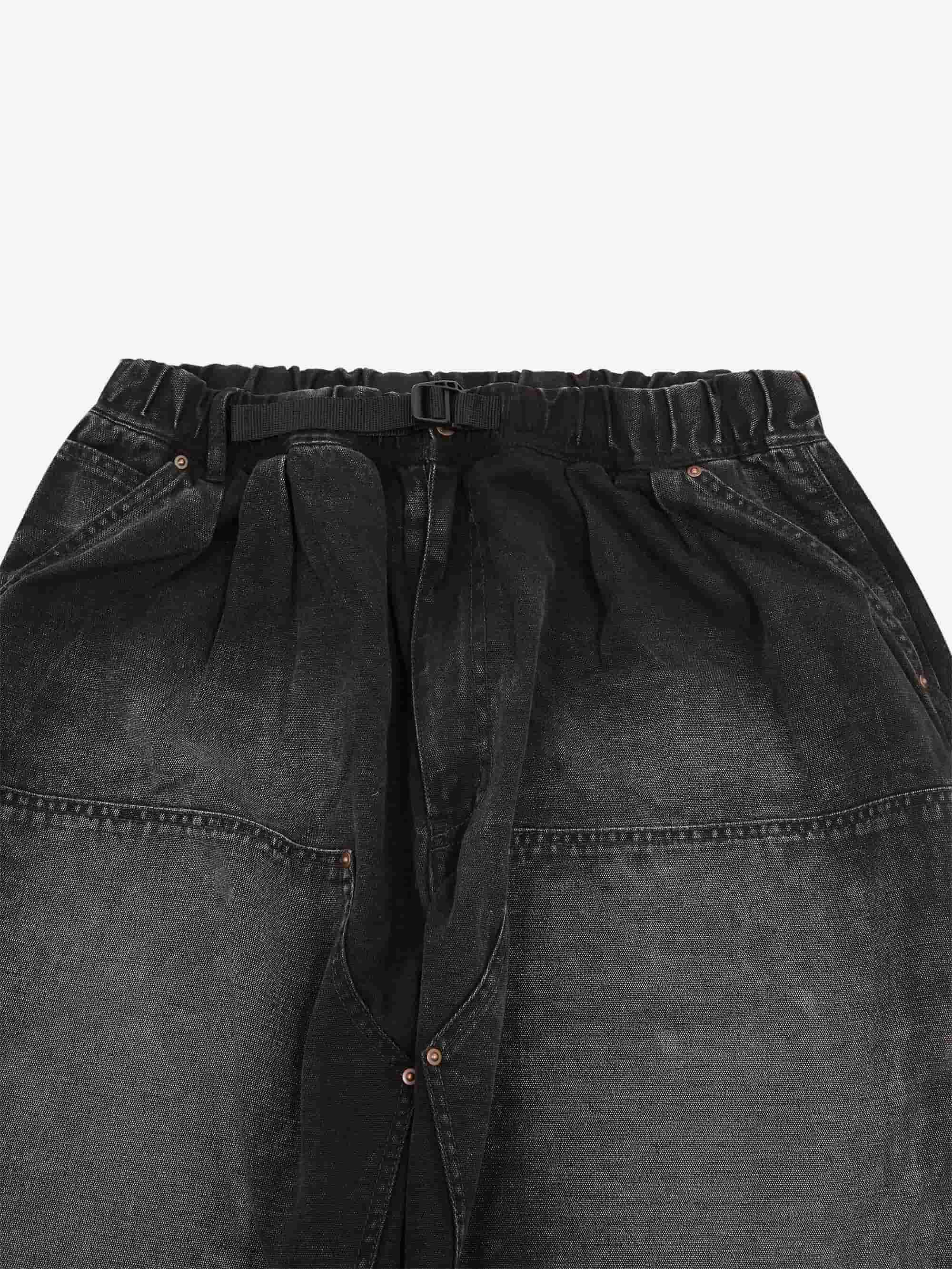 Beams Duck Double Knee Cargo Pant - Black - Image 3