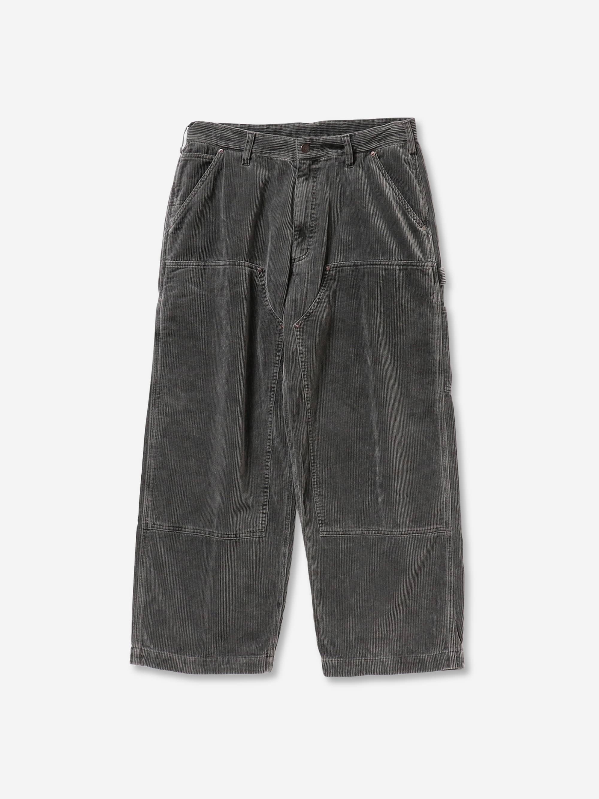 Beams Fade Cord Wide Knee Pant - Charcoal Grey