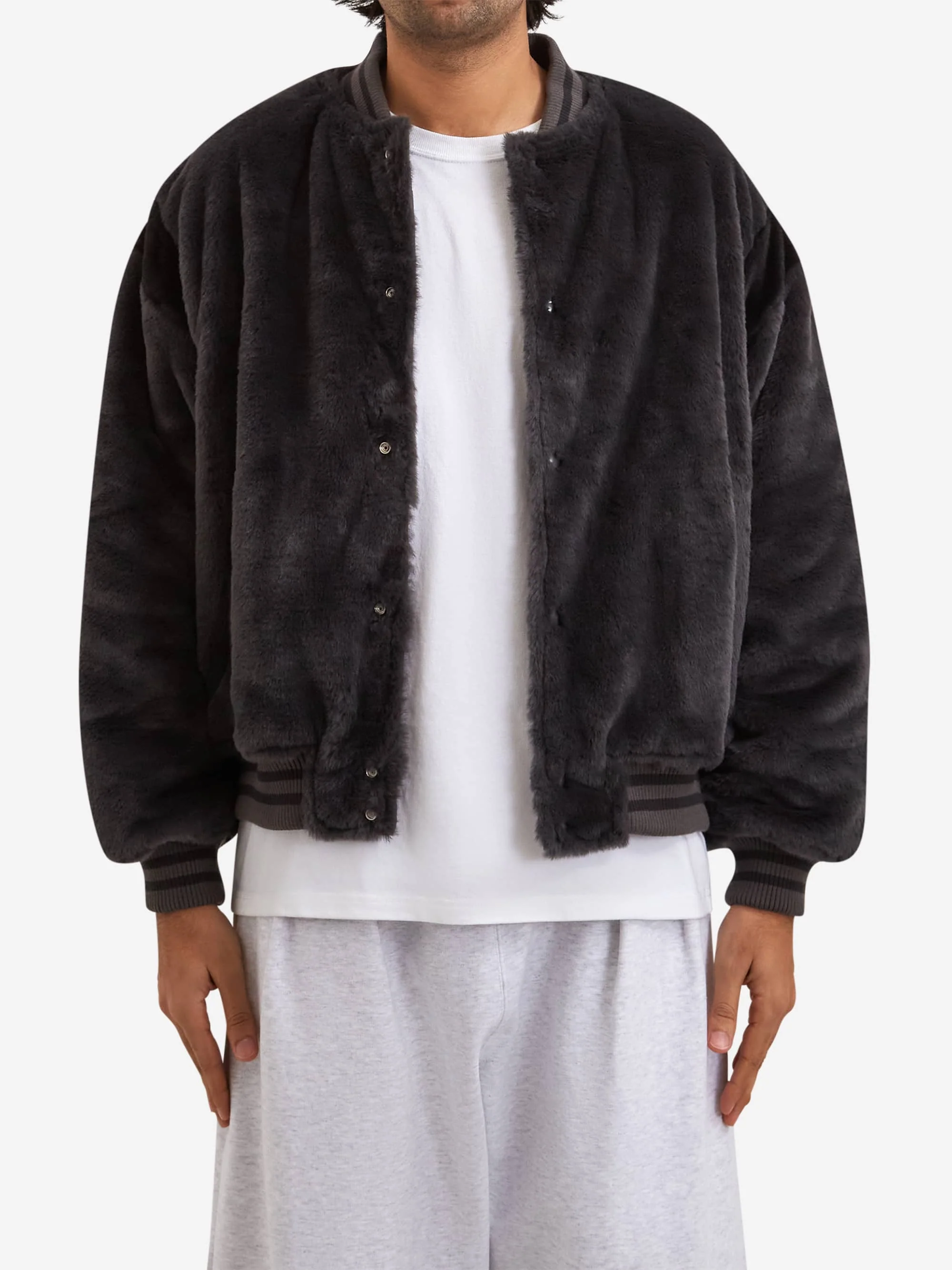Beams Fur Stadium Jacket - Charcoal Grey - Image 2