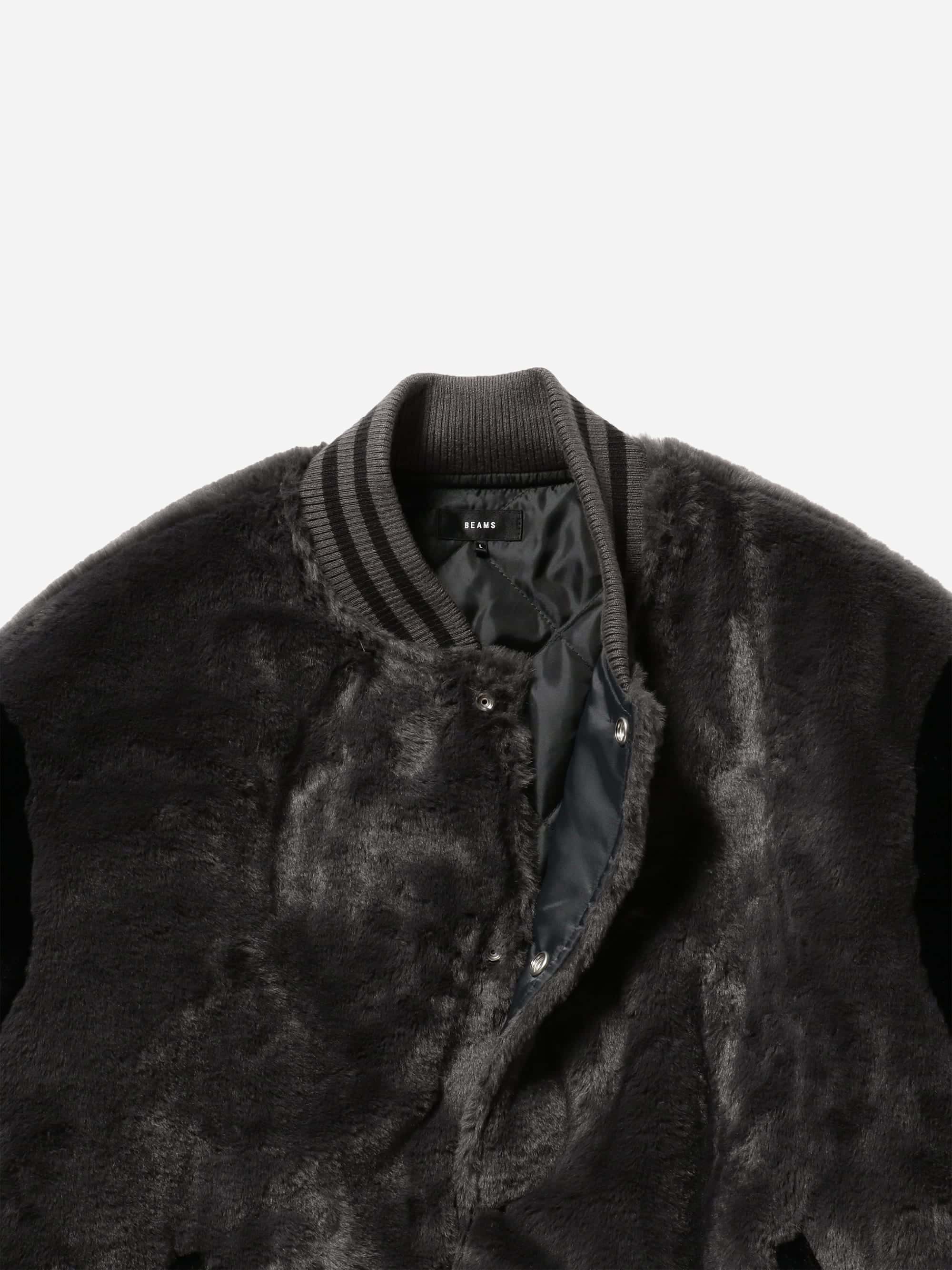 Beams Fur Stadium Jacket - Charcoal Grey - Image 3