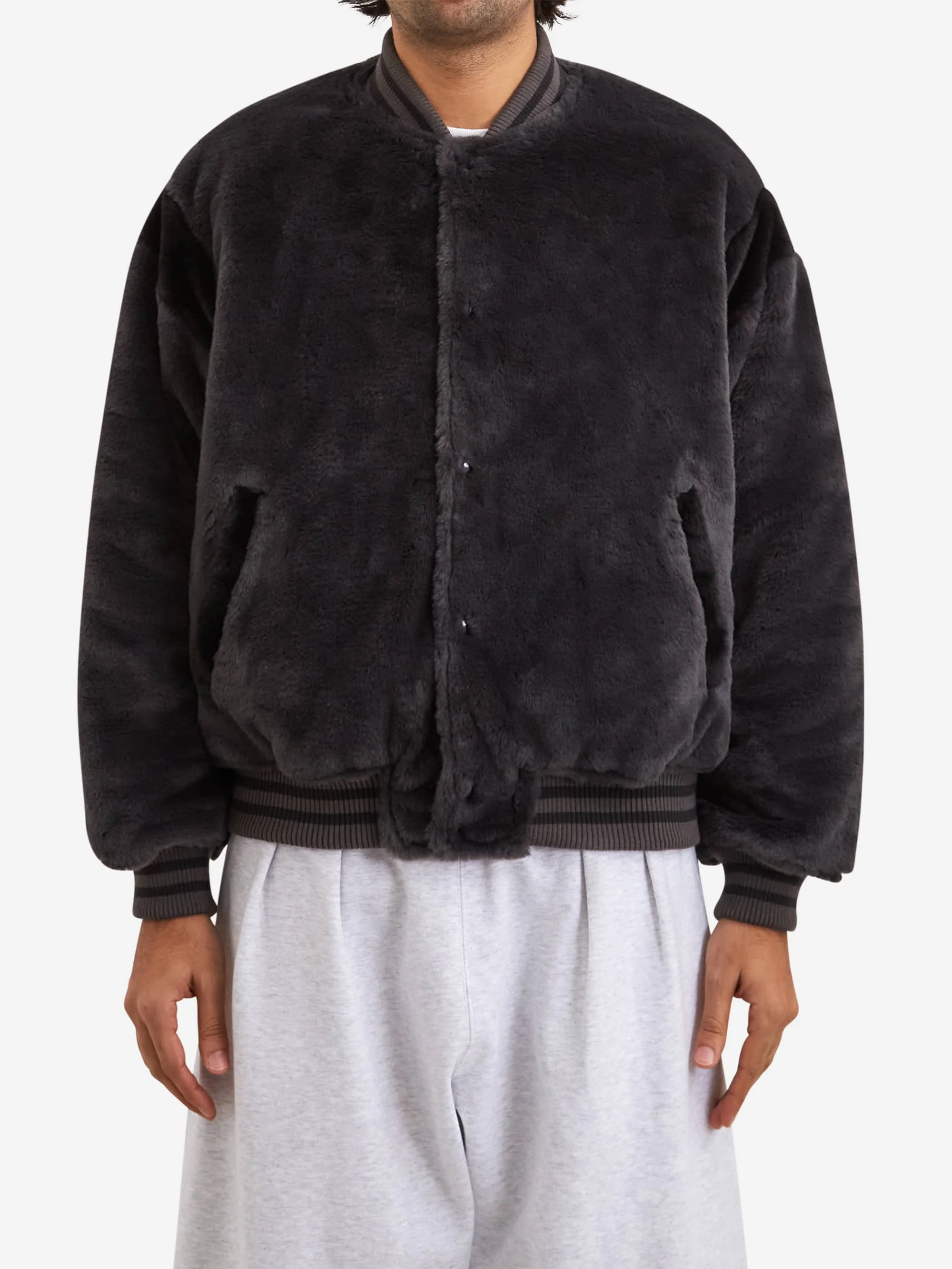 Beams Fur Stadium Jacket - Charcoal Grey - Image 6