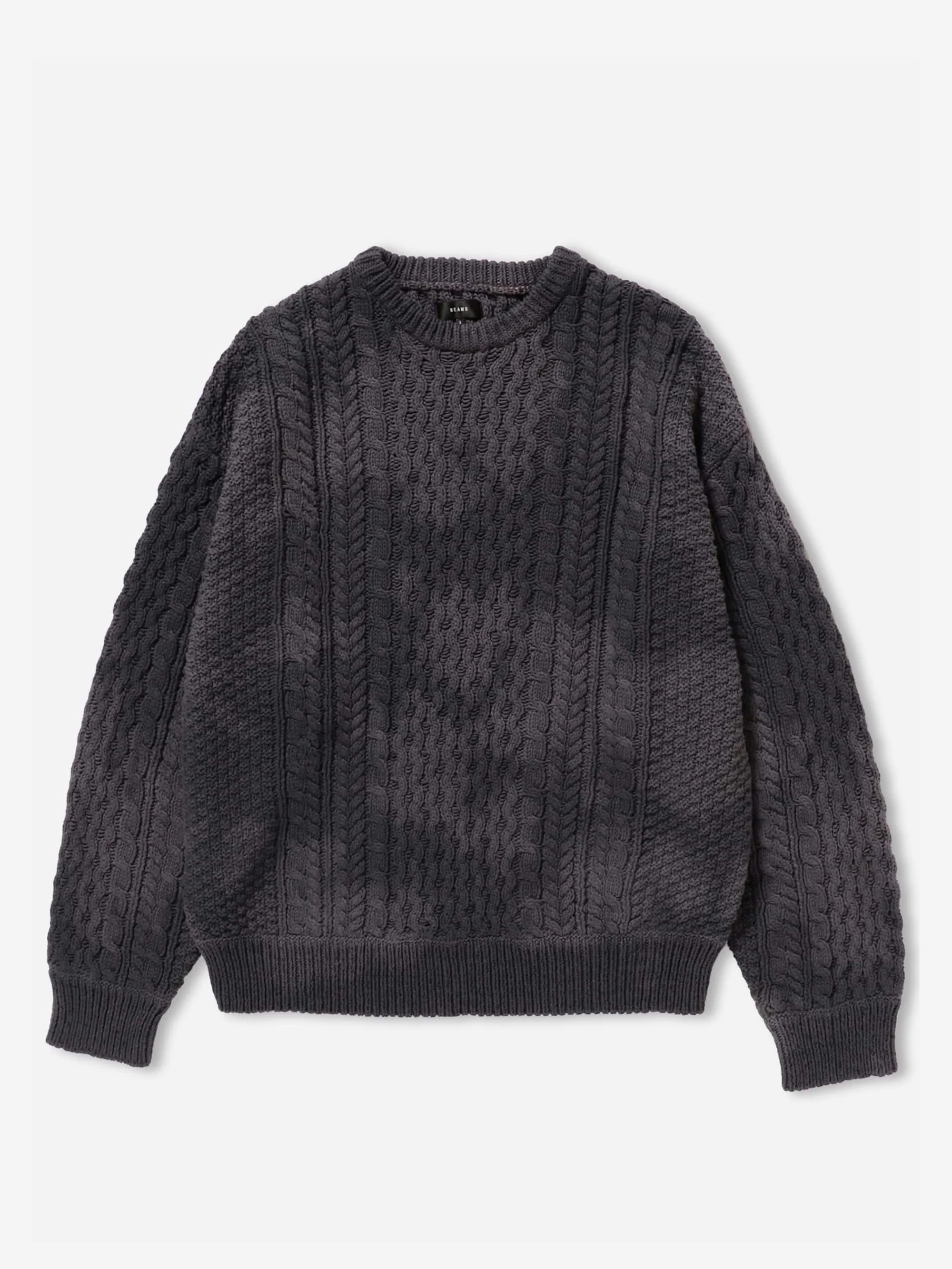Beams Garment Dye Short Alan Crew Neck - Soft Black