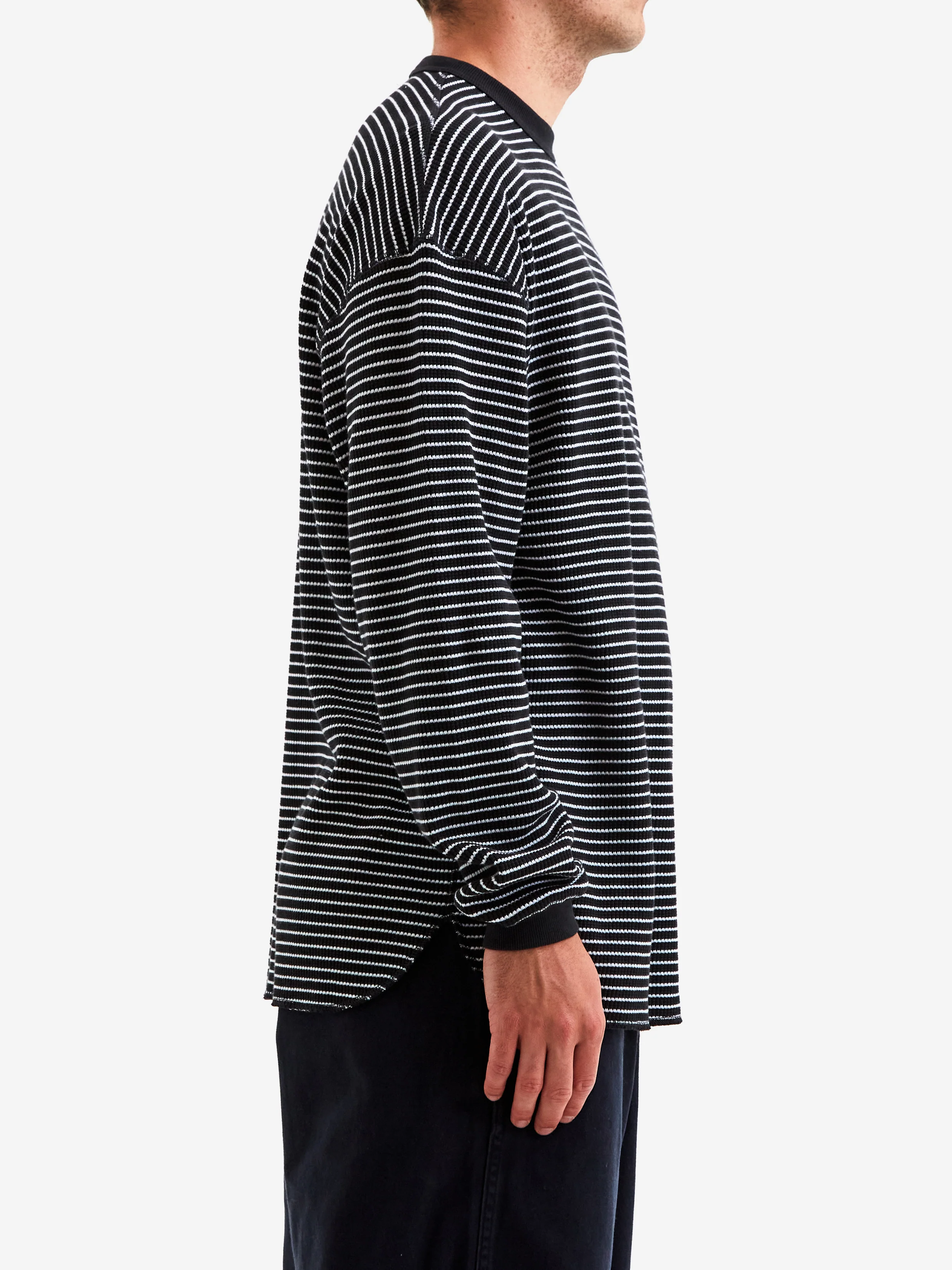 Beams Loose Thermal Stripe Crewneck - Border - Image 4