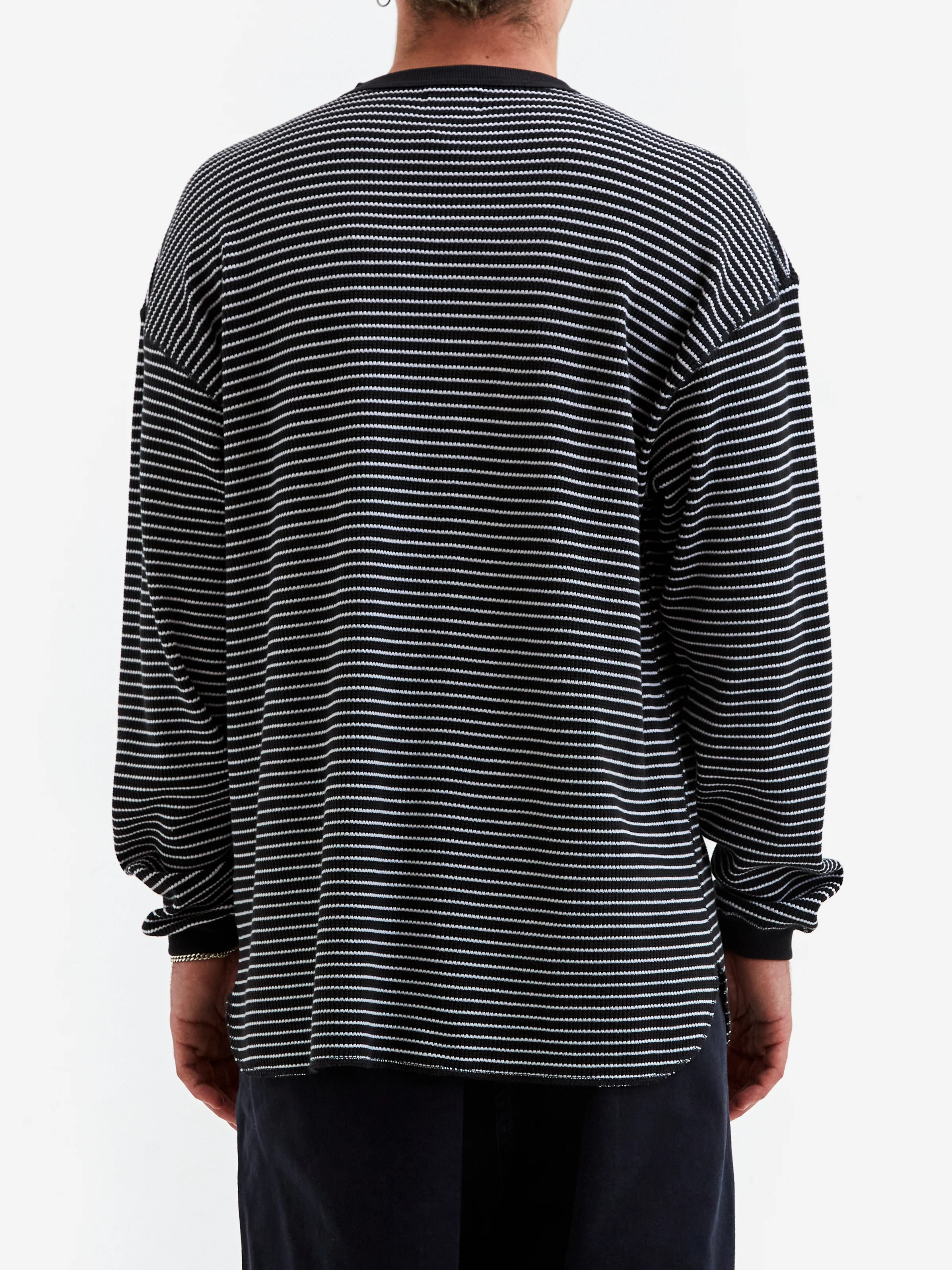 Beams Loose Thermal Stripe Crewneck - Border - Image 5