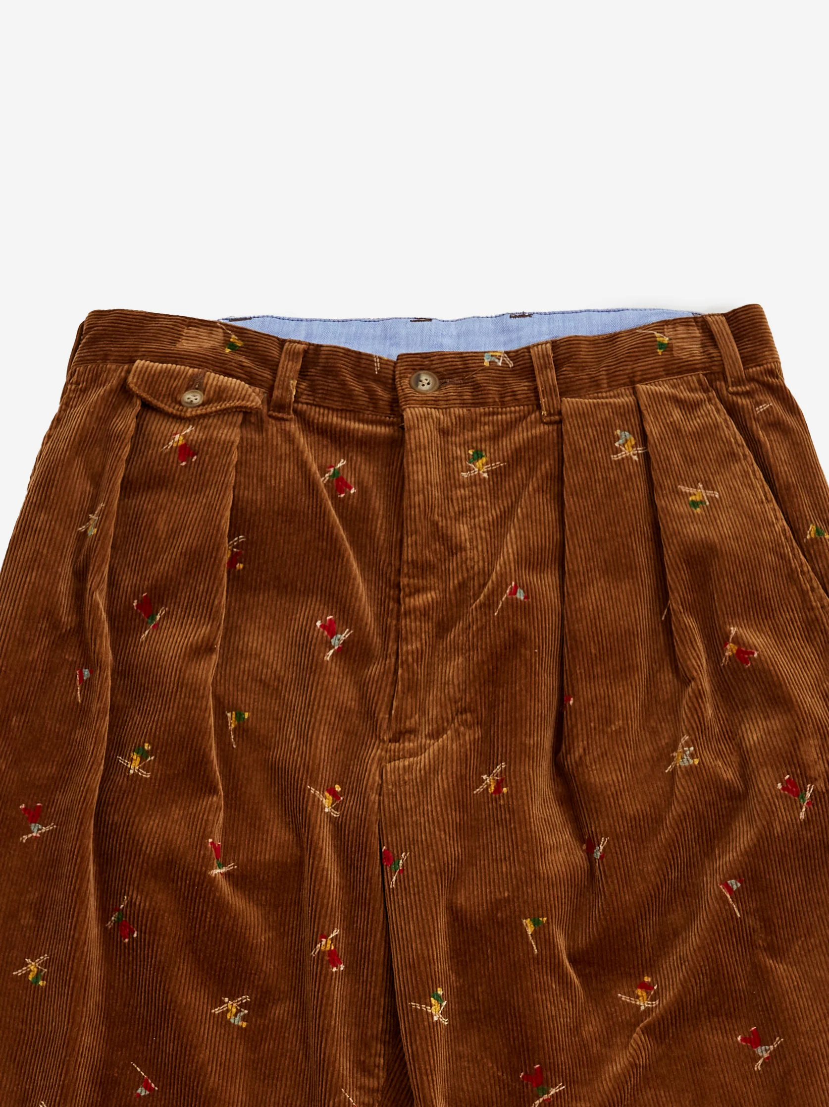 Beams Plus 2 Pleats Trousers Corduroy Embroidery  - Golden Brown - Image 3
