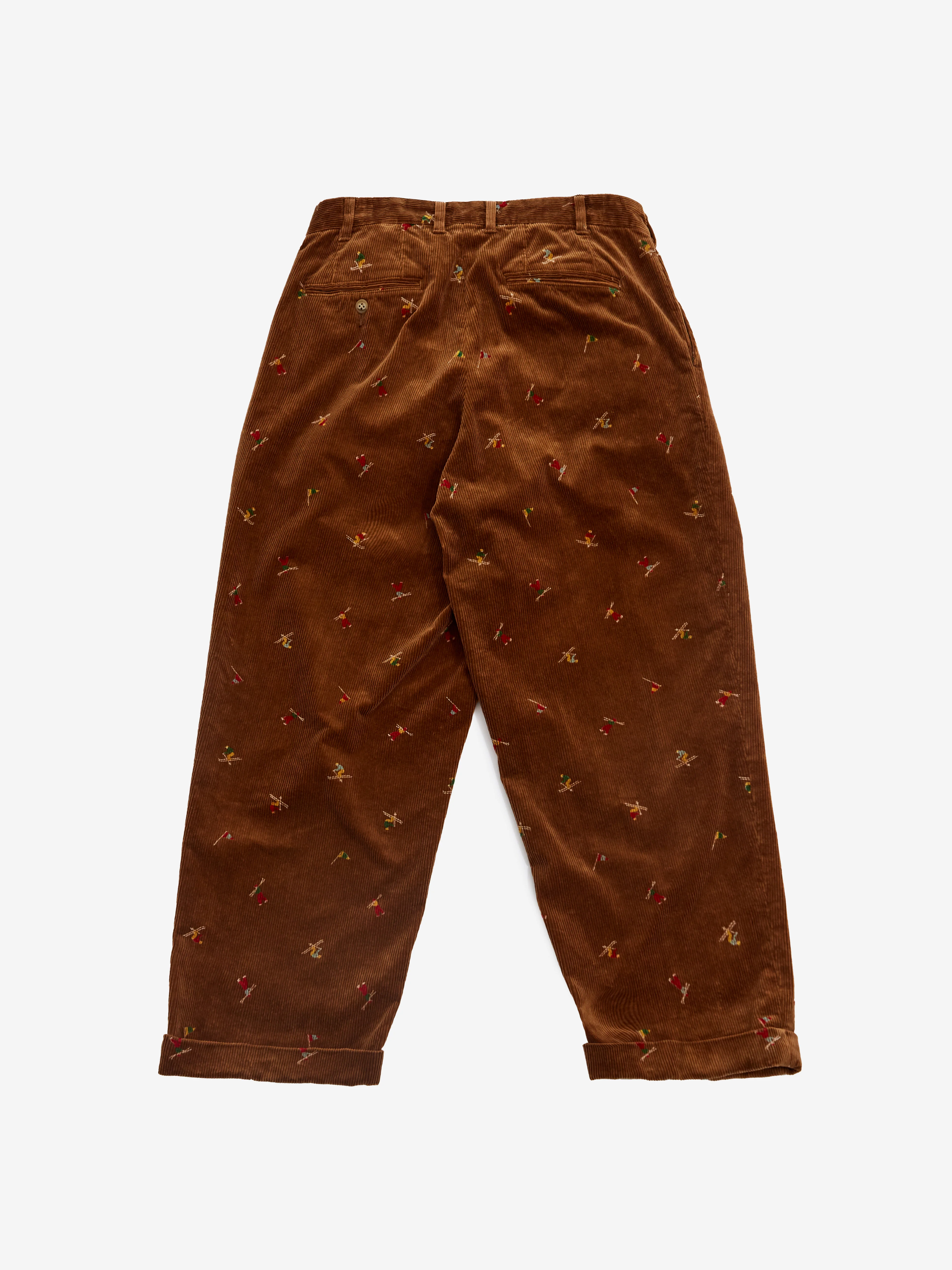 Beams Plus 2 Pleats Trousers Corduroy Embroidery  - Golden Brown - Image 4