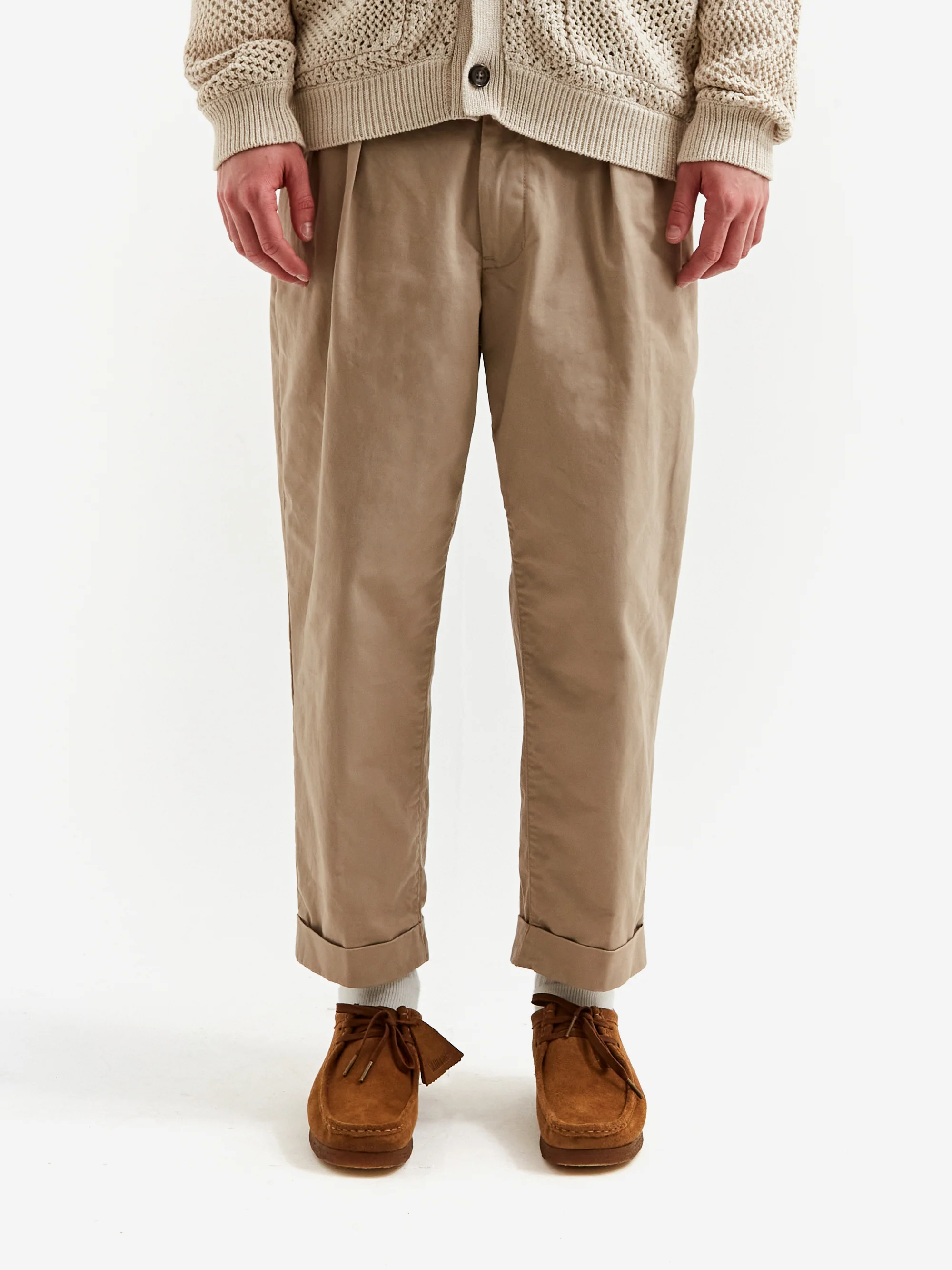 Beams Plus 2Pleats Twill Trouser - Khaki - Image 2