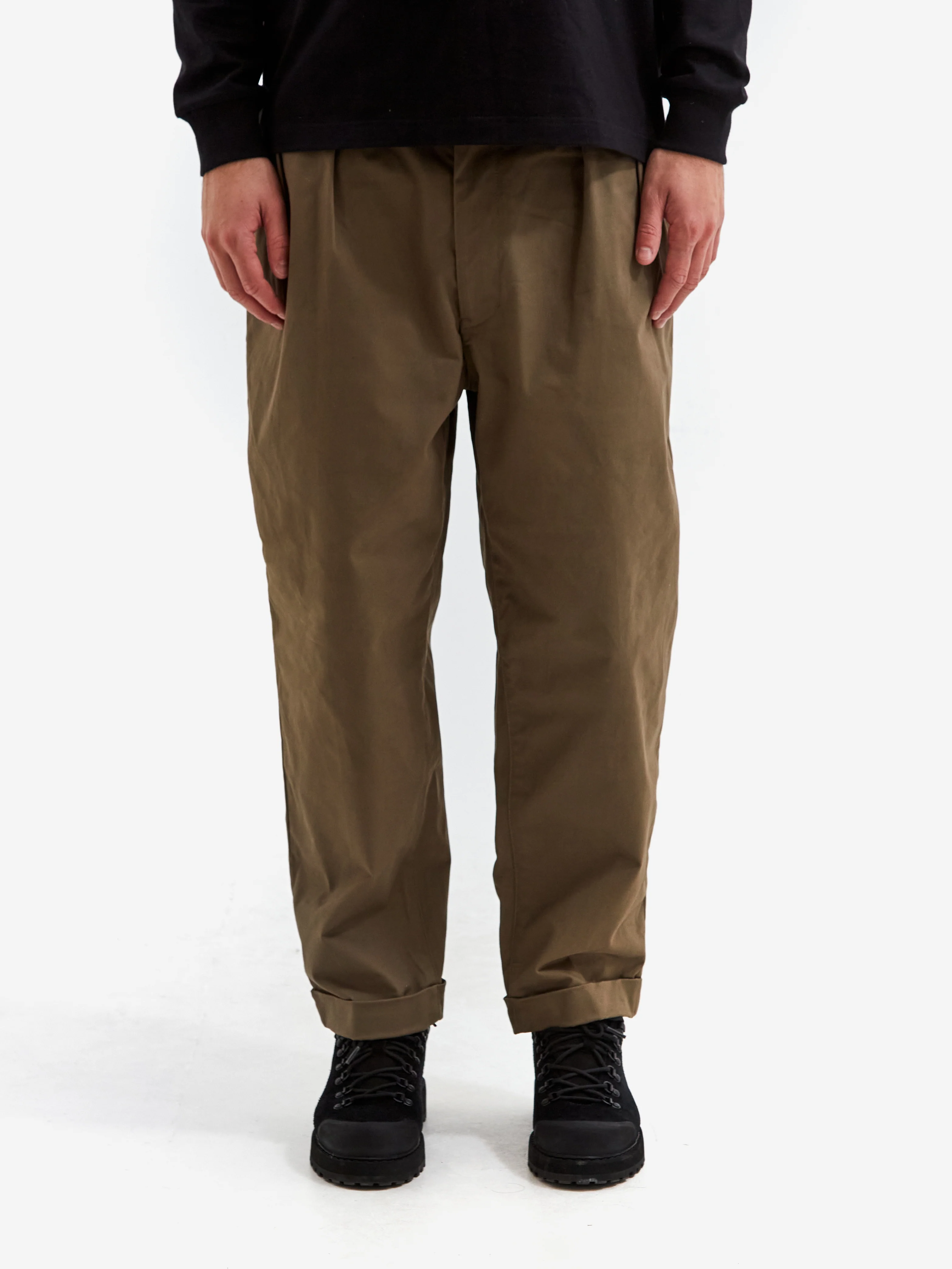 Beams Plus 2Pleats Twill Trouser - Olive - Image 2