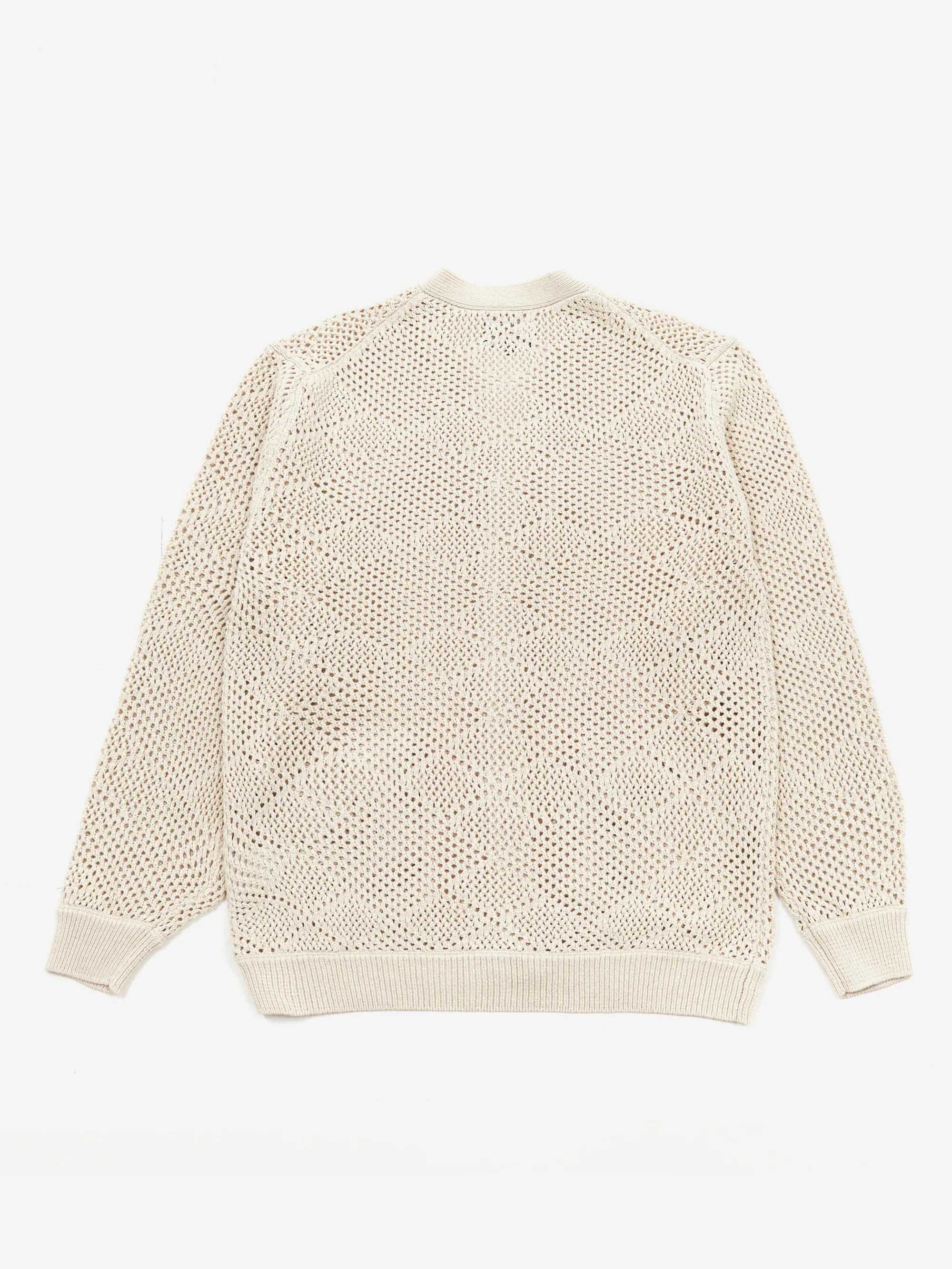 Beams Plus Argyle Mesh Cardigan - Beige - Image 4