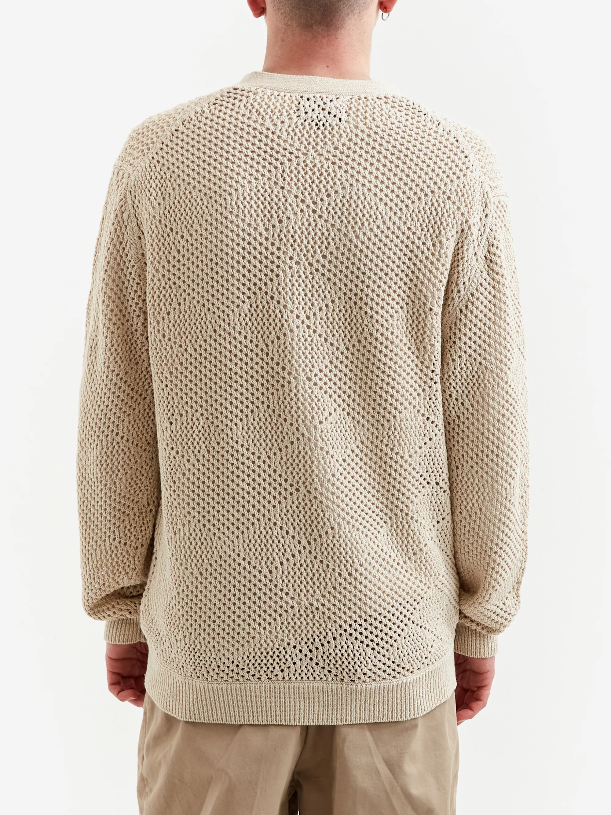 Beams Plus Argyle Mesh Cardigan - Beige - Image 7