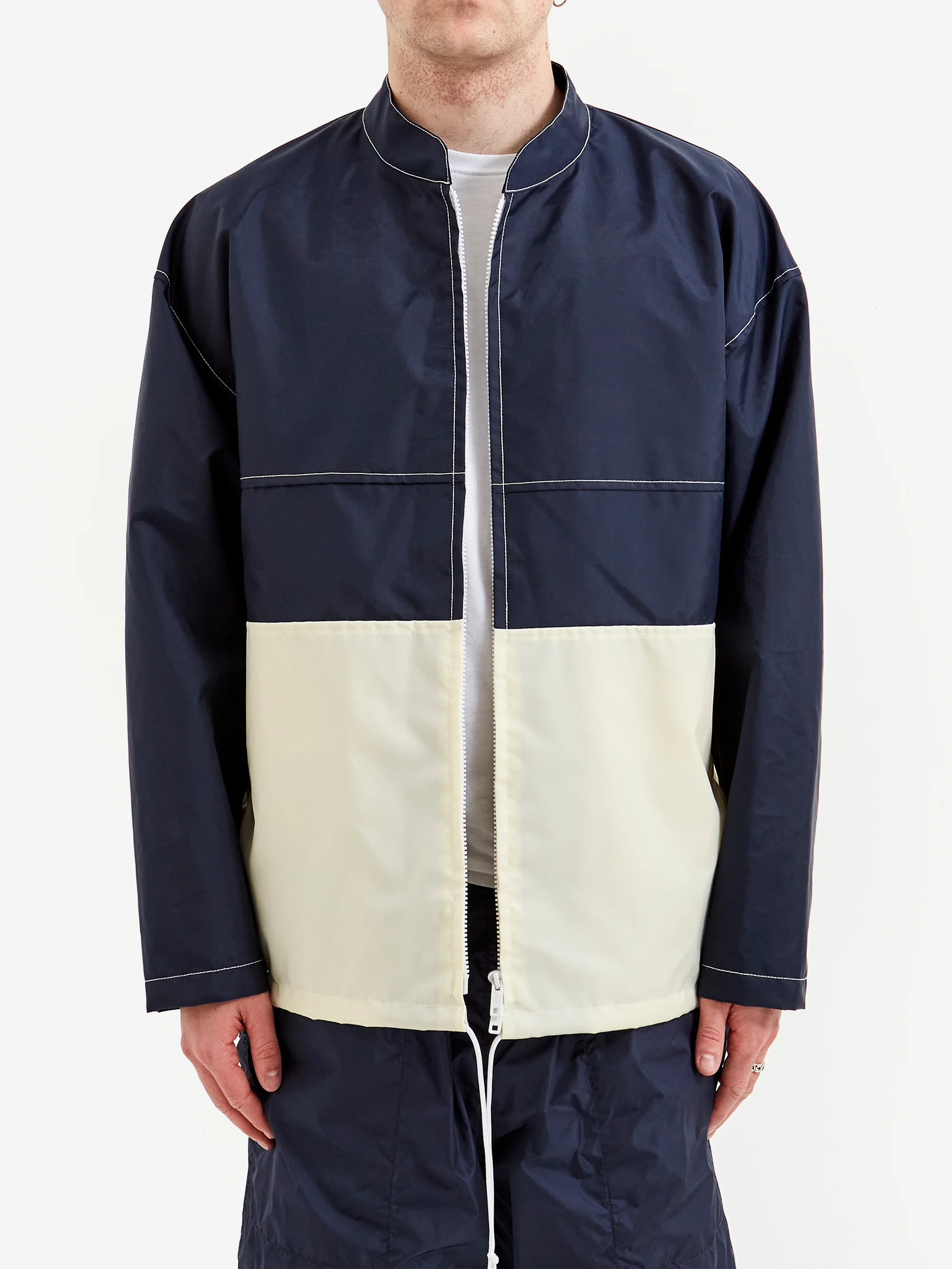 Beams Plus Boat Jacket Stripe Nylon Oxford - Navy - Image 2