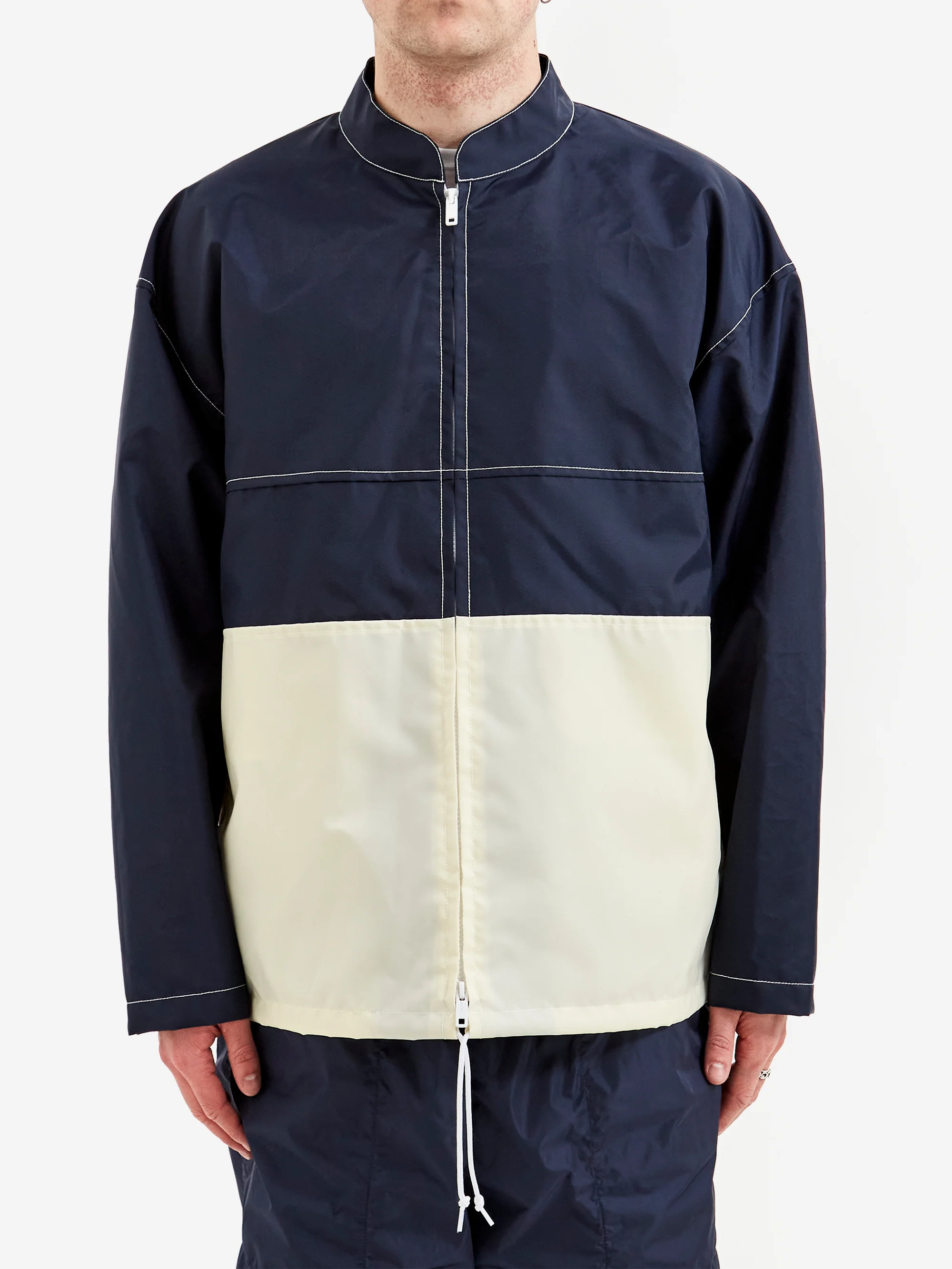 Beams Plus Boat Jacket Stripe Nylon Oxford - Navy - Image 5