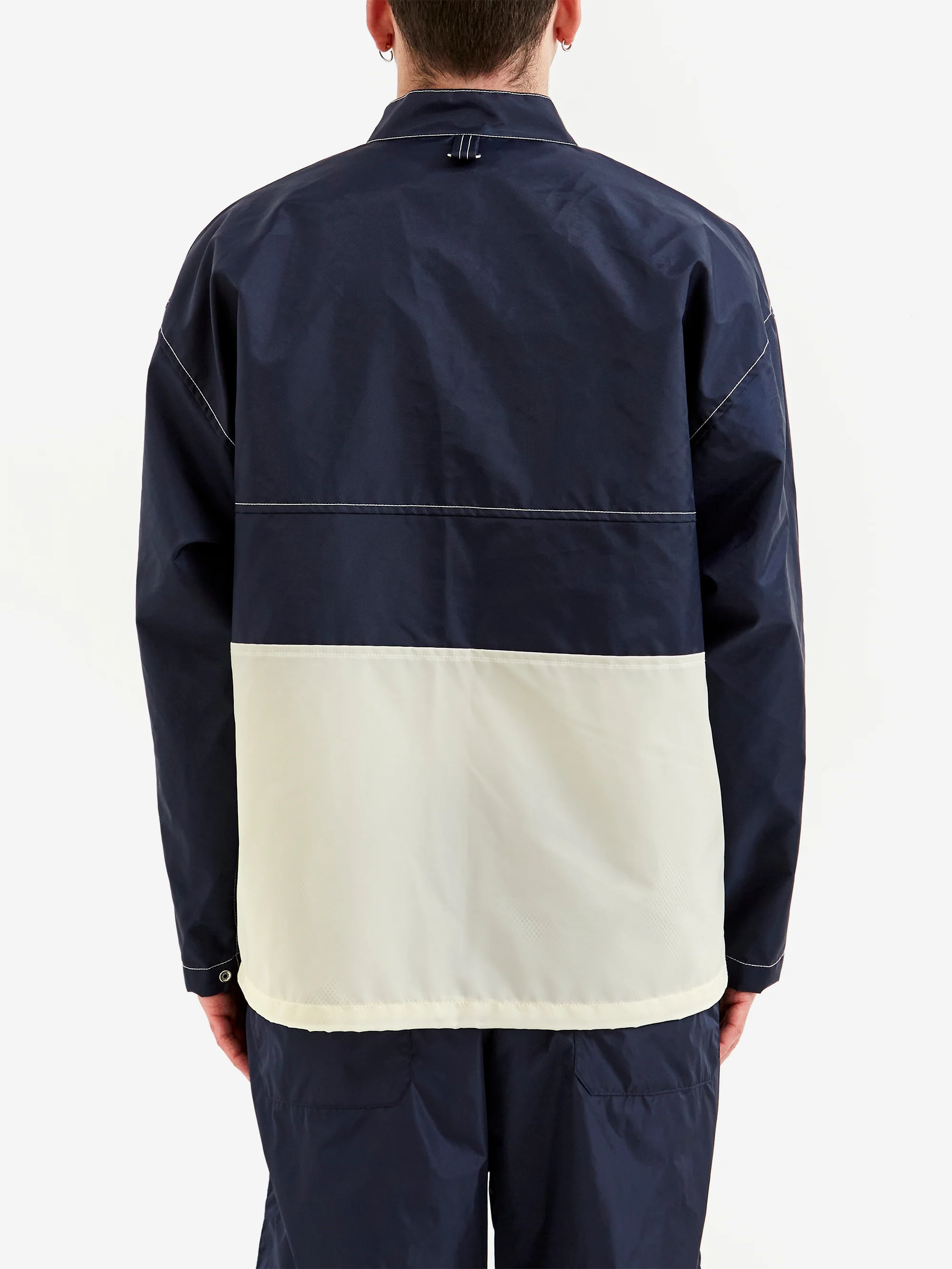 Beams Plus Boat Jacket Stripe Nylon Oxford - Navy - Image 7