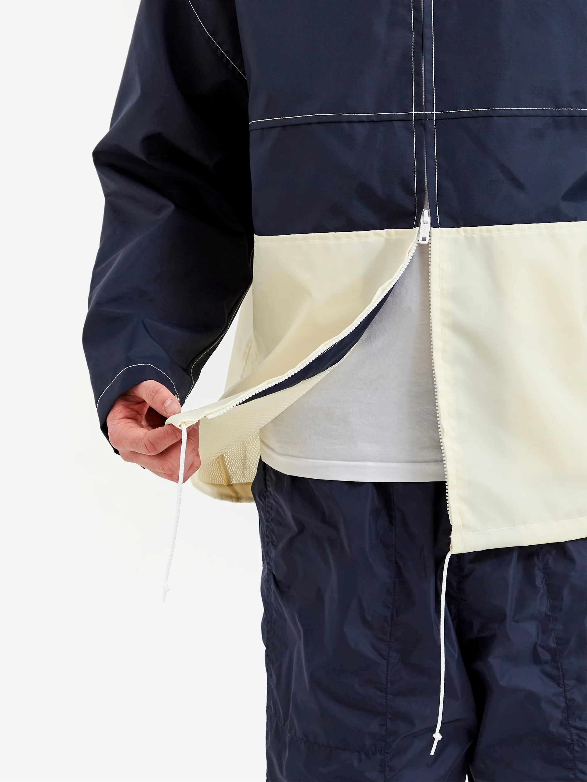 Beams Plus Boat Jacket Stripe Nylon Oxford - Navy - Image 8