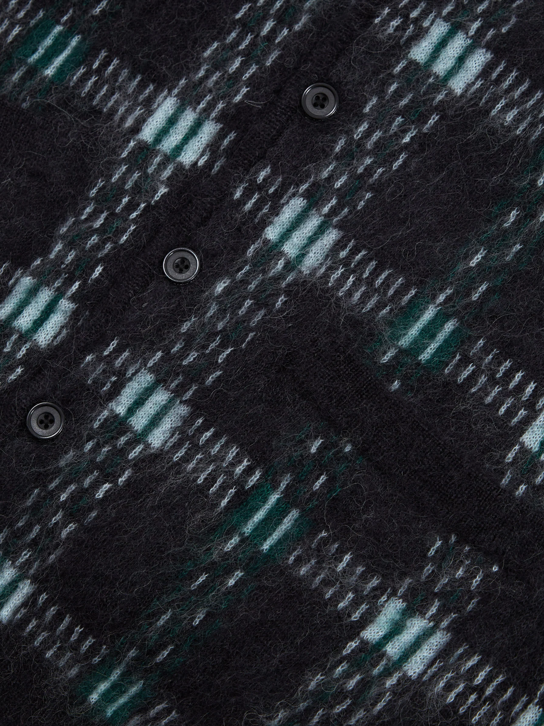 Beams Plus Cardigan Check Pattern Jacquard Mohair - Black - Image 4