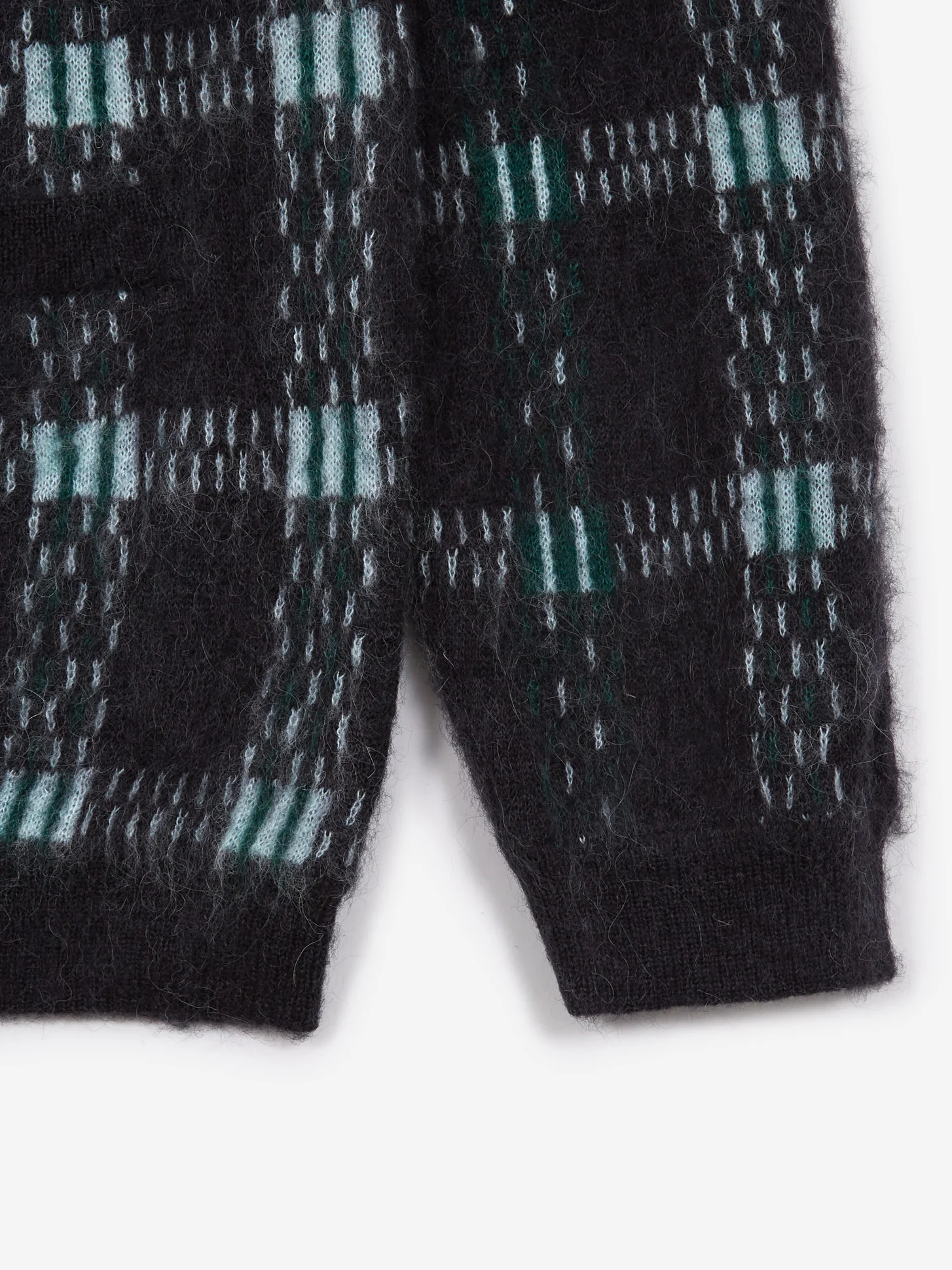 Beams Plus Cardigan Check Pattern Jacquard Mohair - Black - Image 5