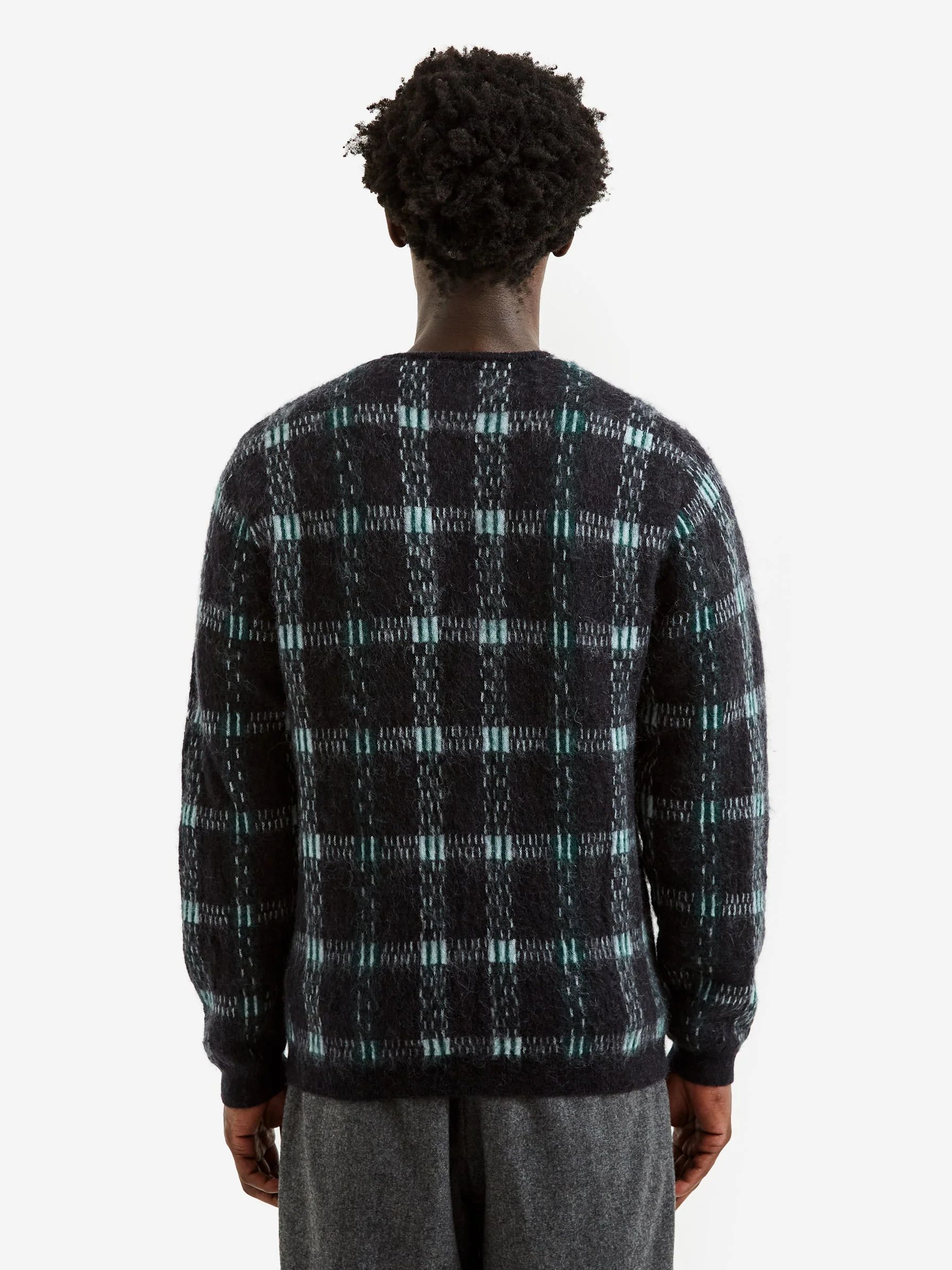 Beams Plus Cardigan Check Pattern Jacquard Mohair - Black - Image 9
