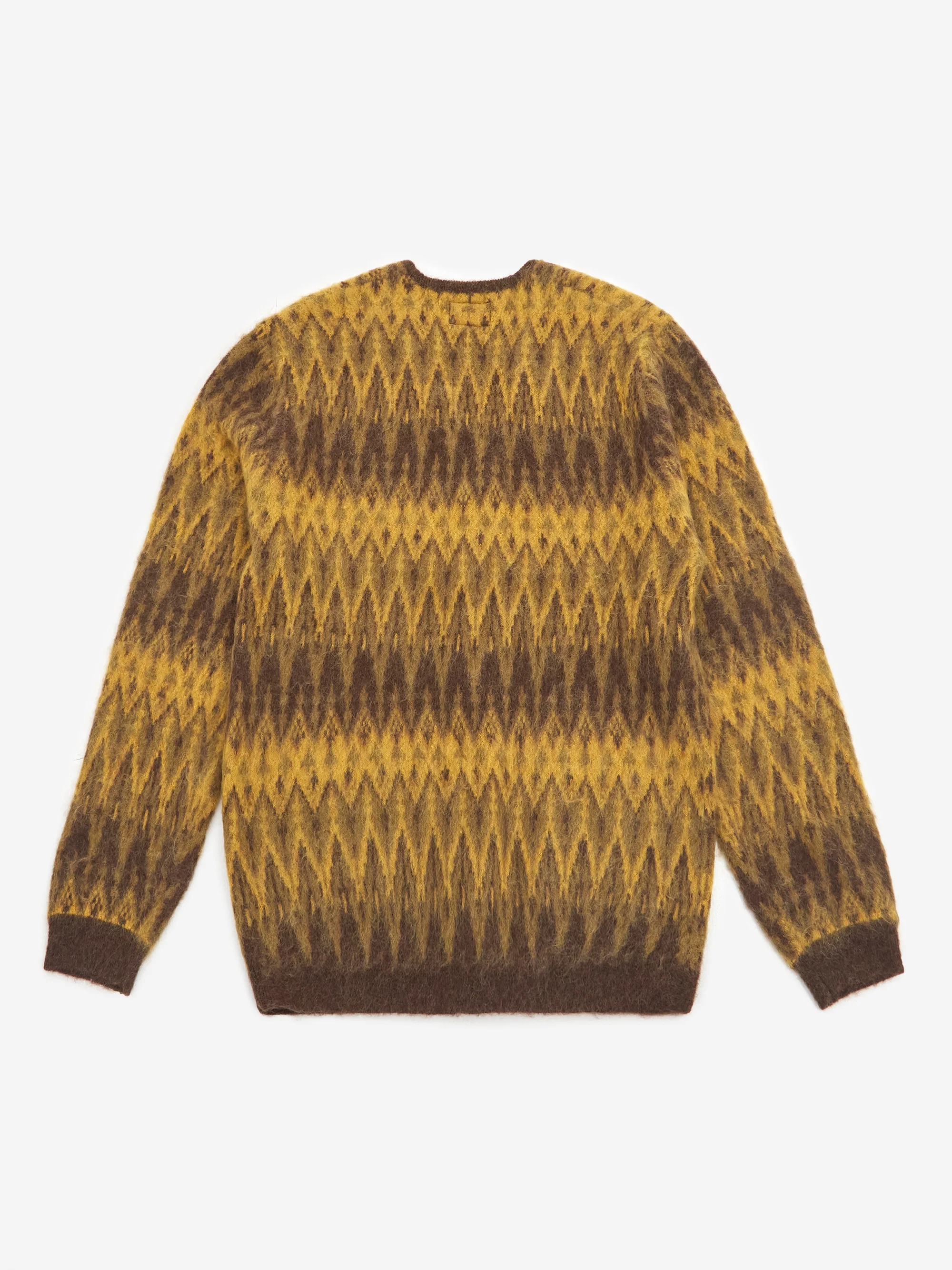 Beams Plus Cardigan Double Jacquard Chevron Pattern - Brown - Image 4