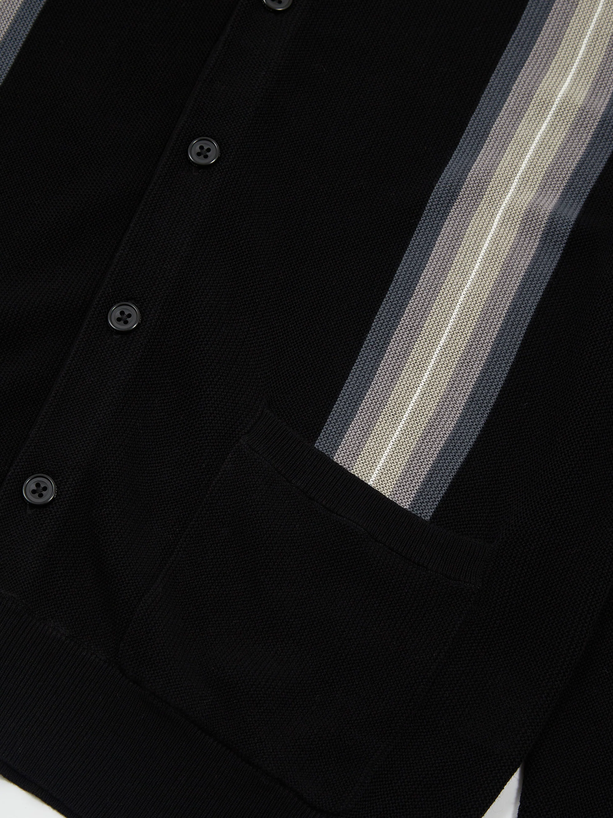Beams Plus Cardigan Stripe Jacquard - Black - Image 4