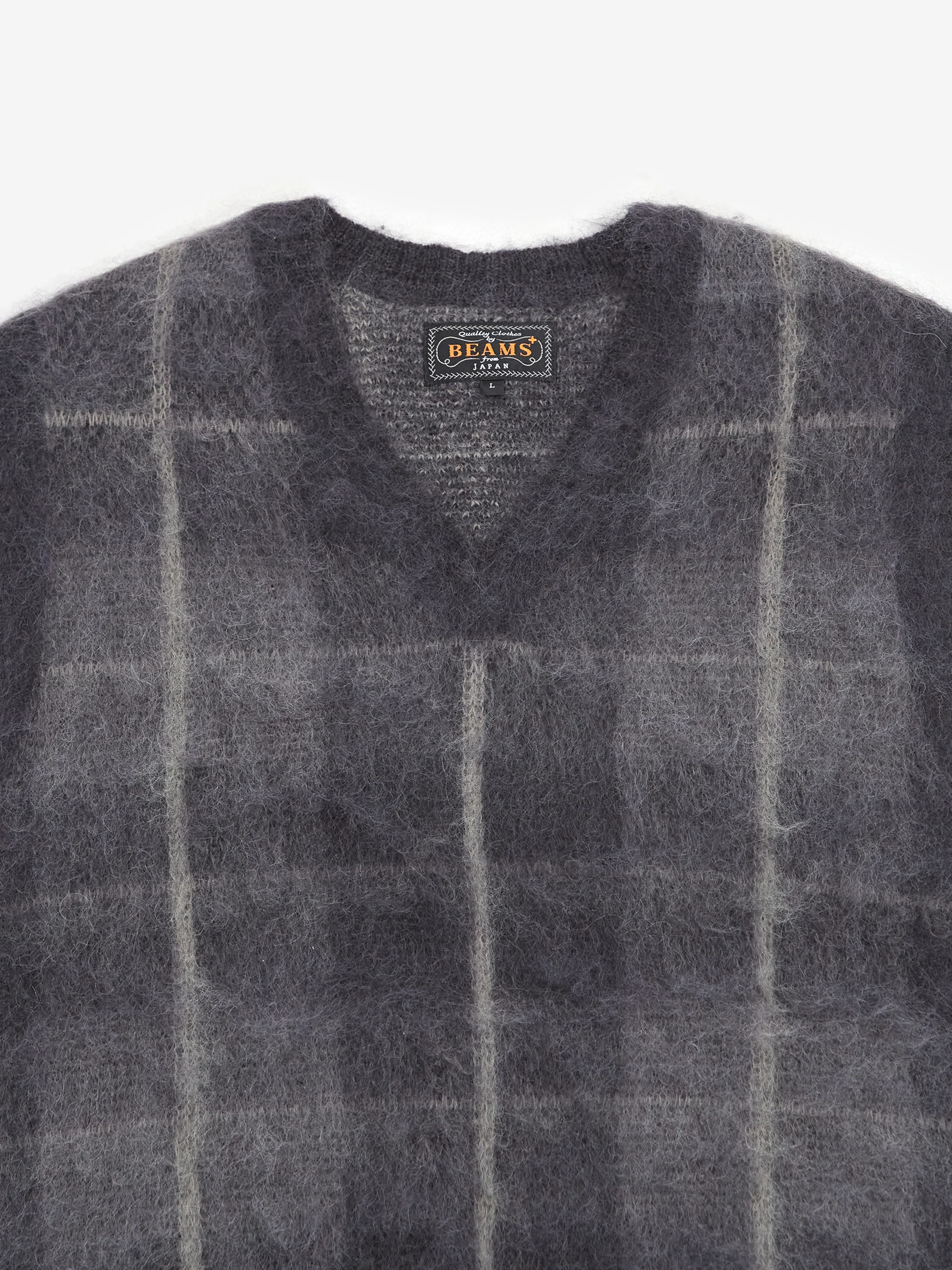 Beams Plus Check Vest Mohair - Black - Image 3