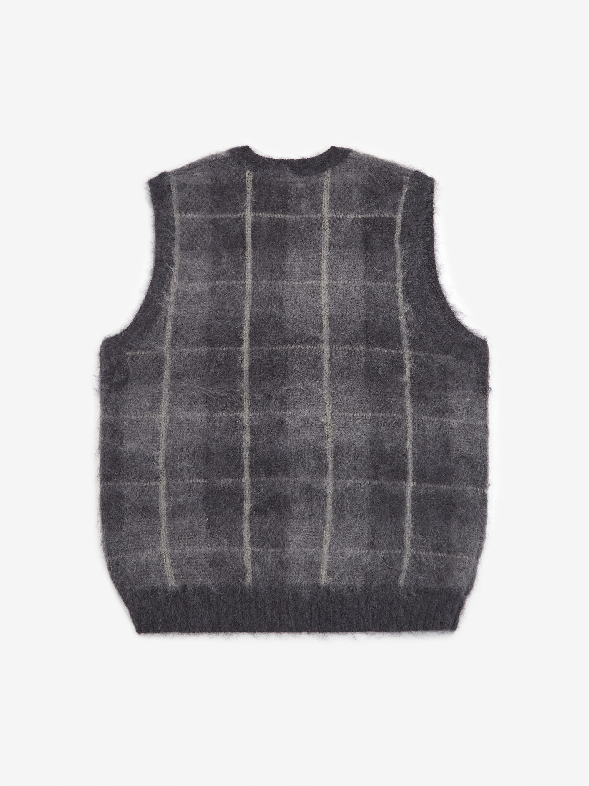 Beams Plus Check Vest Mohair - Black - Image 4