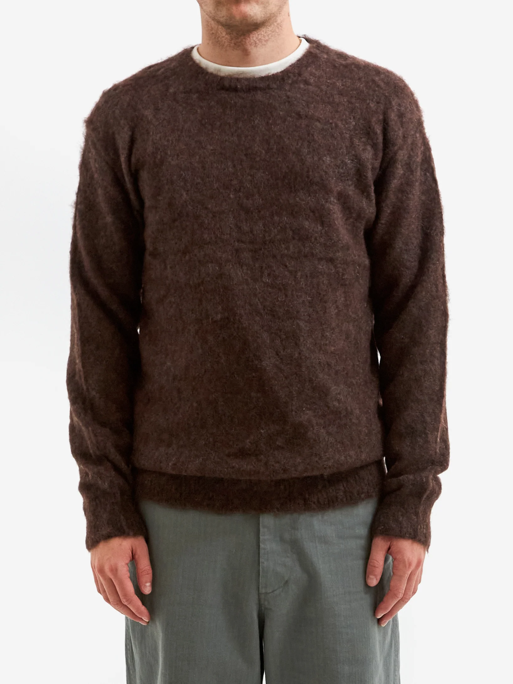 Beams Plus Crew Stretch Mohair - Dark Brown - Image 2