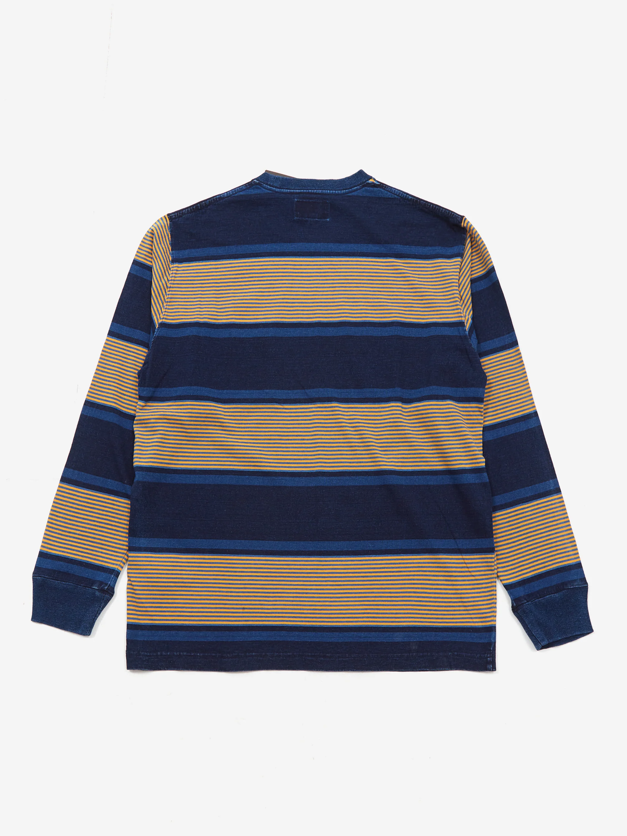 Beams Plus Indigo Stripe Pocket T-Shirt - Navy - Image 4