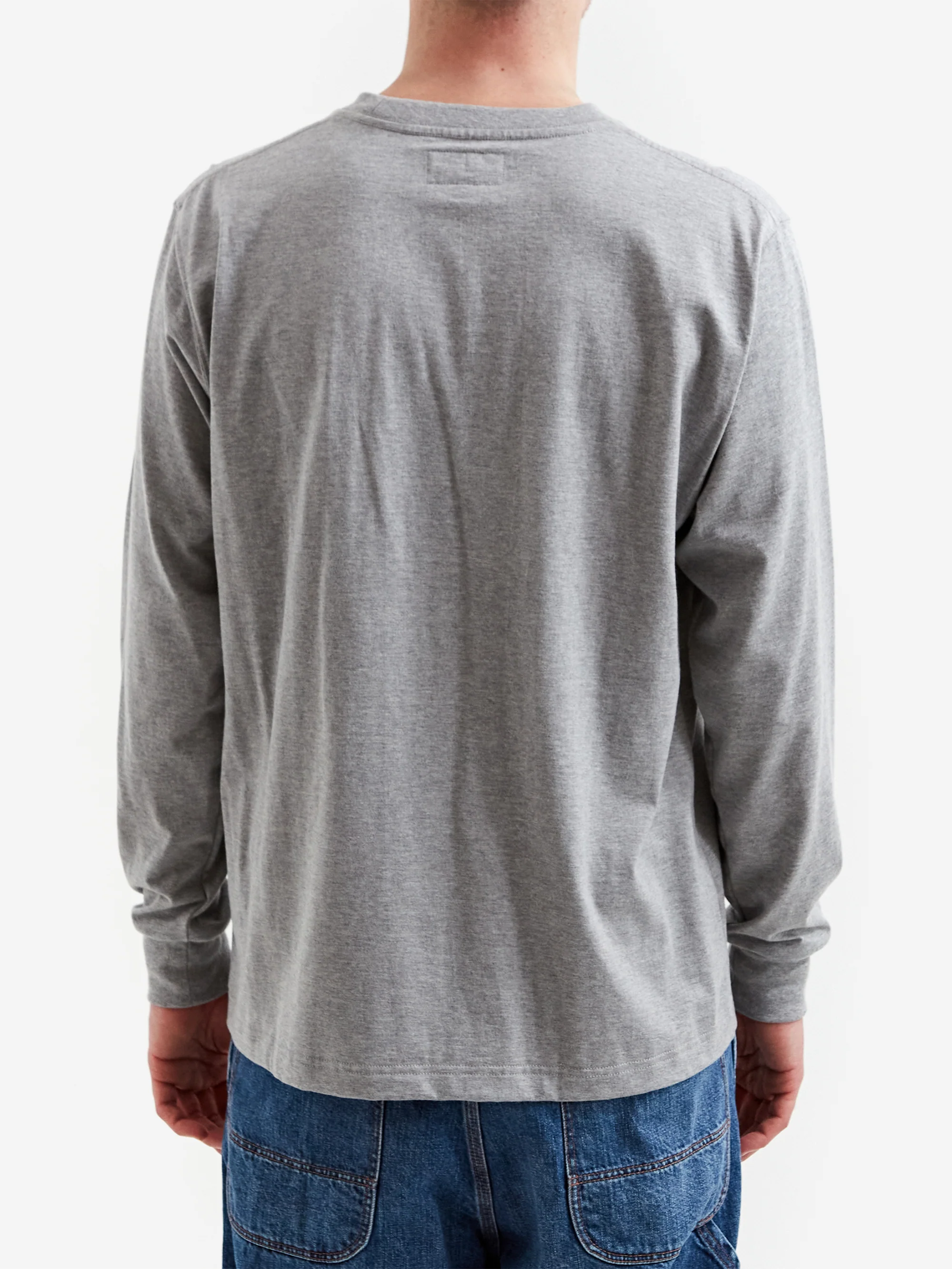 Beams Plus Longsleeve Pocket T-Shirt 40/2 - Heather Grey - Image 6